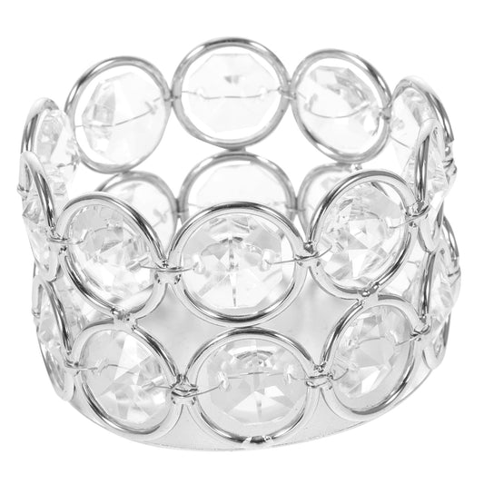 SOLUSTRE Crystal Tealight Candle Holder Decorative Silver Vintage Candlestick for Home and Wedding Table Centerpiece Party Décor 10-Ring Single Layer