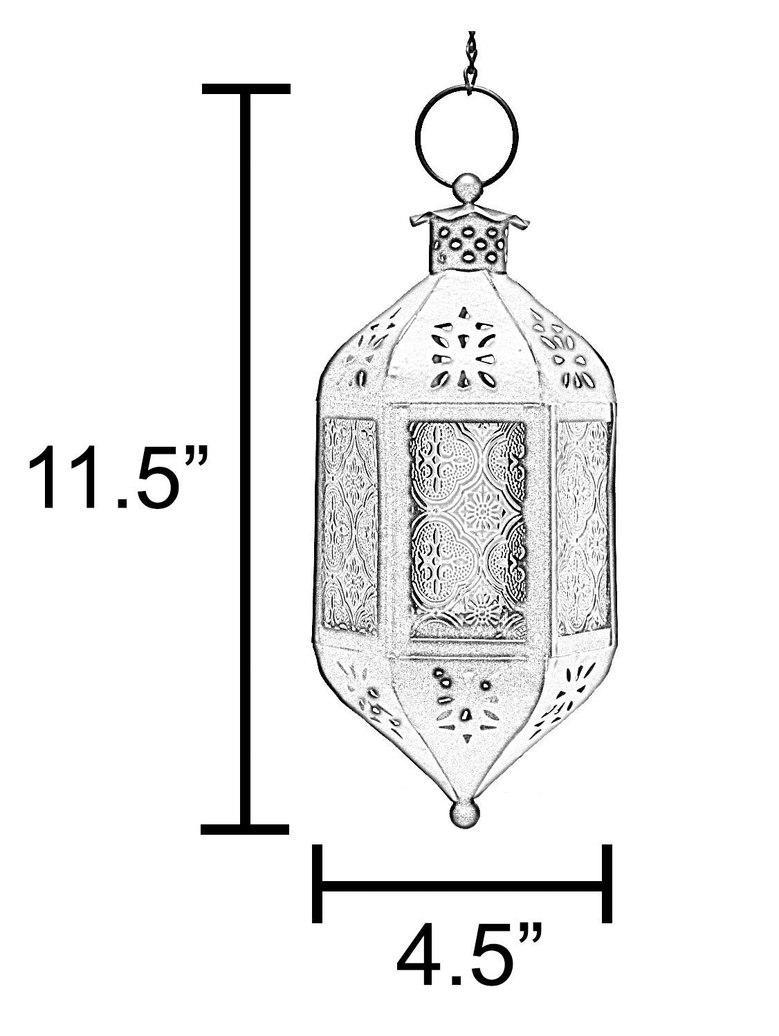 Vela Lanterns Hanging Moroccan Lamp - Exotic Decorative Patio & Porch Decor, Indoor Outdoor Tea Light Candle Lantern Holder with Chain (11" Medium, Blue/Green/Amber Glass, 3-Pack)