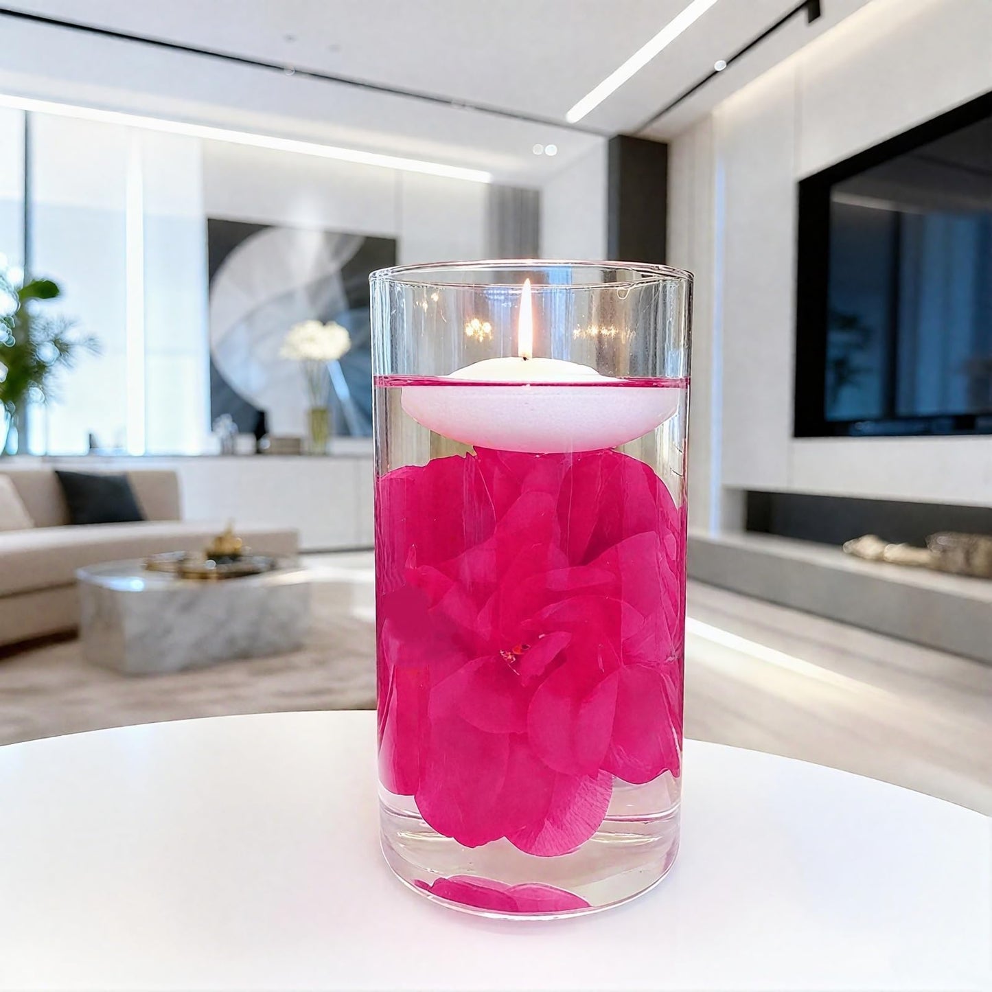 ZJGXH 24 Pcs Floating Candles for Centerpieces and Floating Flowers Vase Fillers for Centerpieces Rose Red Artificial Flowers for Wedding Table Party Home Decoration
