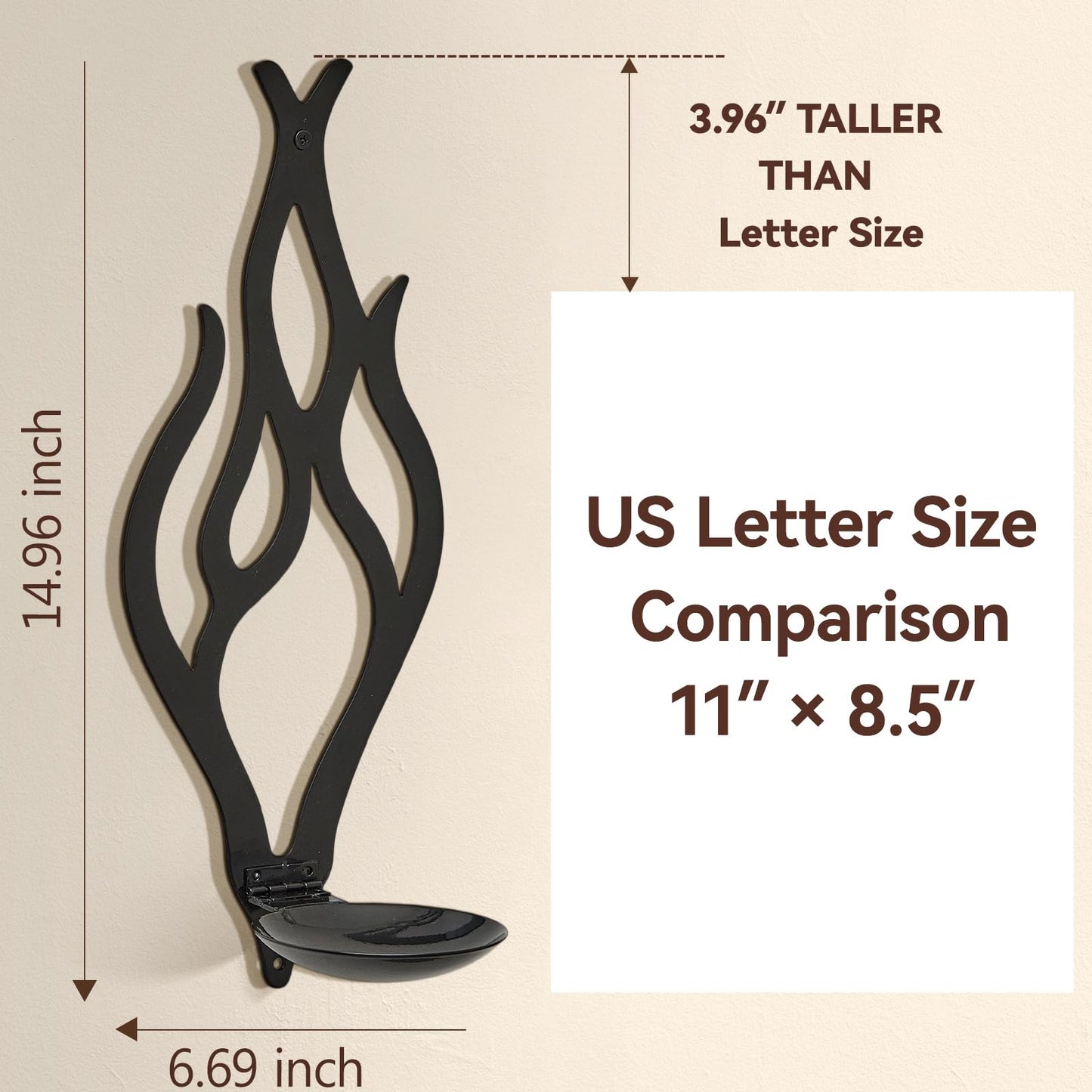 ZYIDBNG Wall Candle Sconces Set of 2, Modern Minimalist Metal Candle Holders for Pillar, Tealight, and LED Candles, Flame-Shaped Decorative Wall Decor for Living Room Dining Room (Black)