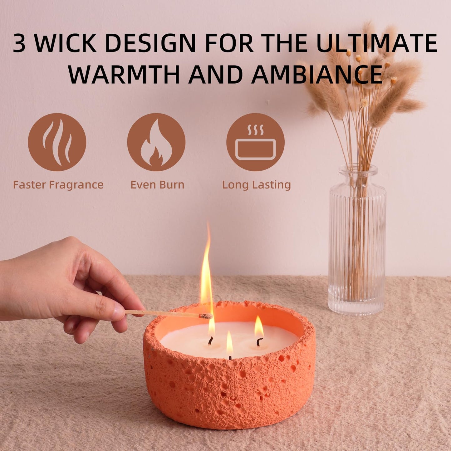 Viyffo 20oz Large Scented Candle – Vanilla Dreamscape & Pumpkin Spice, 3 Wick Non Toxic Soy Candles for Women, Warm Orange Ceramic Jar, Luxury Home Fragrance, Elegant Décor & Premium Gift
