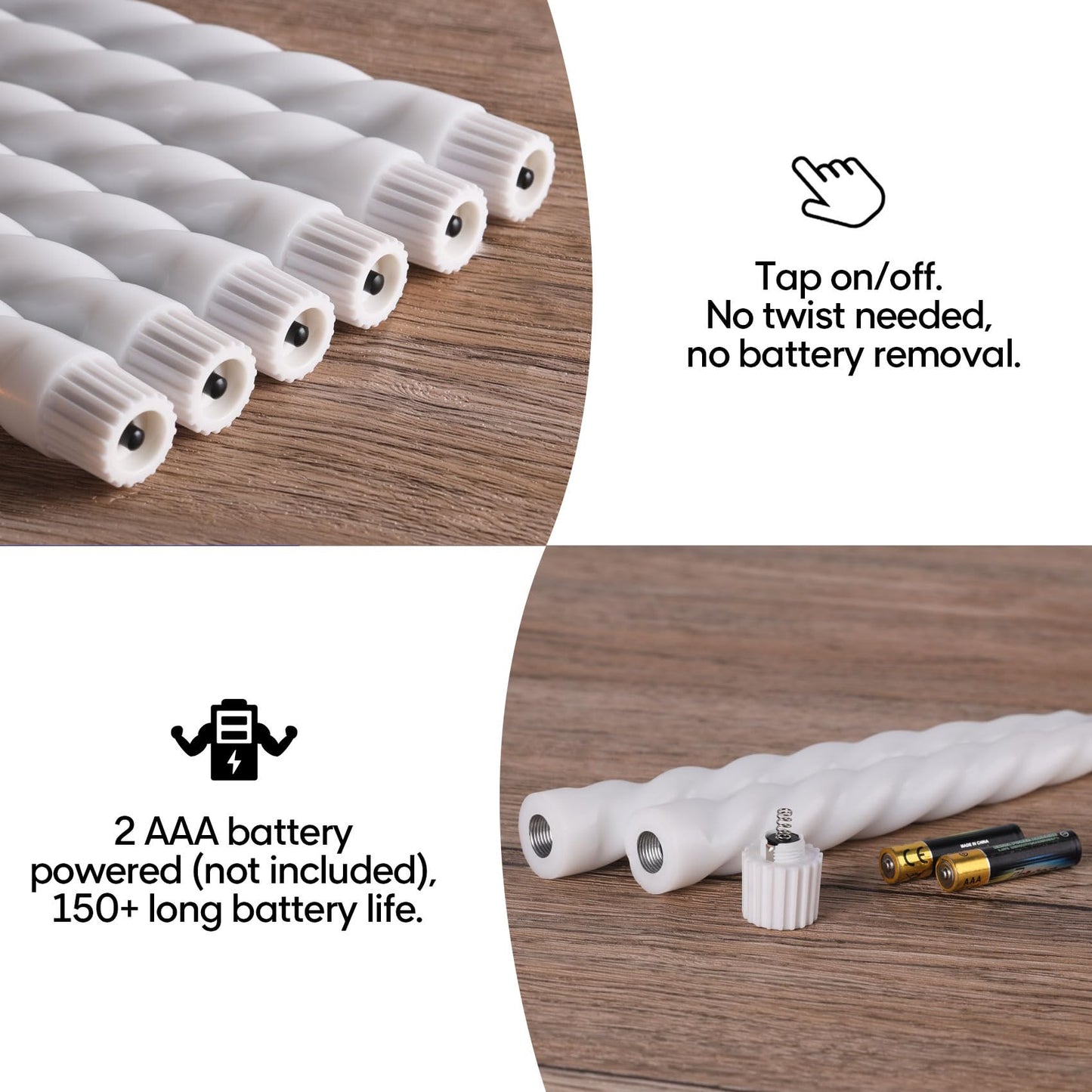 Girimax White Flameless Taper Candles with Remote, Spiral Candles Battery Operated, Flickering LED Wax Candlesticks Set of 6