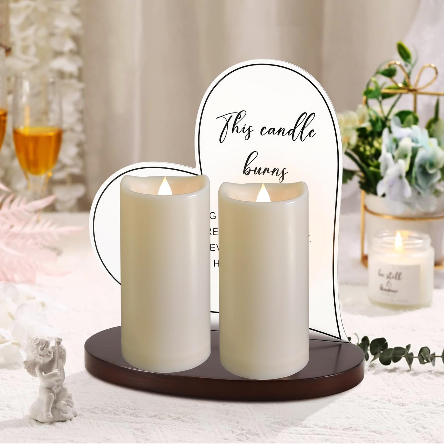 2 Pack Outdoor Battery Operated Candles with Timer (3x6 Inches) Waterproof Flameless Pillar Candles Flickering Plastic LED Fake Candles Electric Lights for Halloween Christmas Decoration Lantern Decor