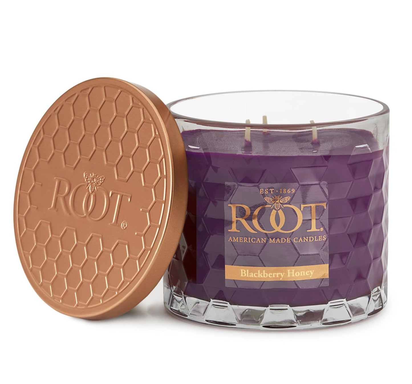 Root Candles Scented Candles Honeycomb Beeswax Blend Premium Handcrafted Candle, 12-Ounce 3-Wick, BlackBerry Honey