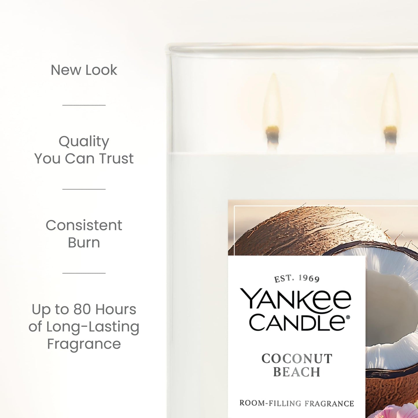 Yankee Candle Large Tumbler Scented Candle with up to 80 Hour Burn Time, Premium Plant Wax Blend for Consistent Burn, 20 oz Tumbler Candle with Room Filling Fragrance, Coconut Beach