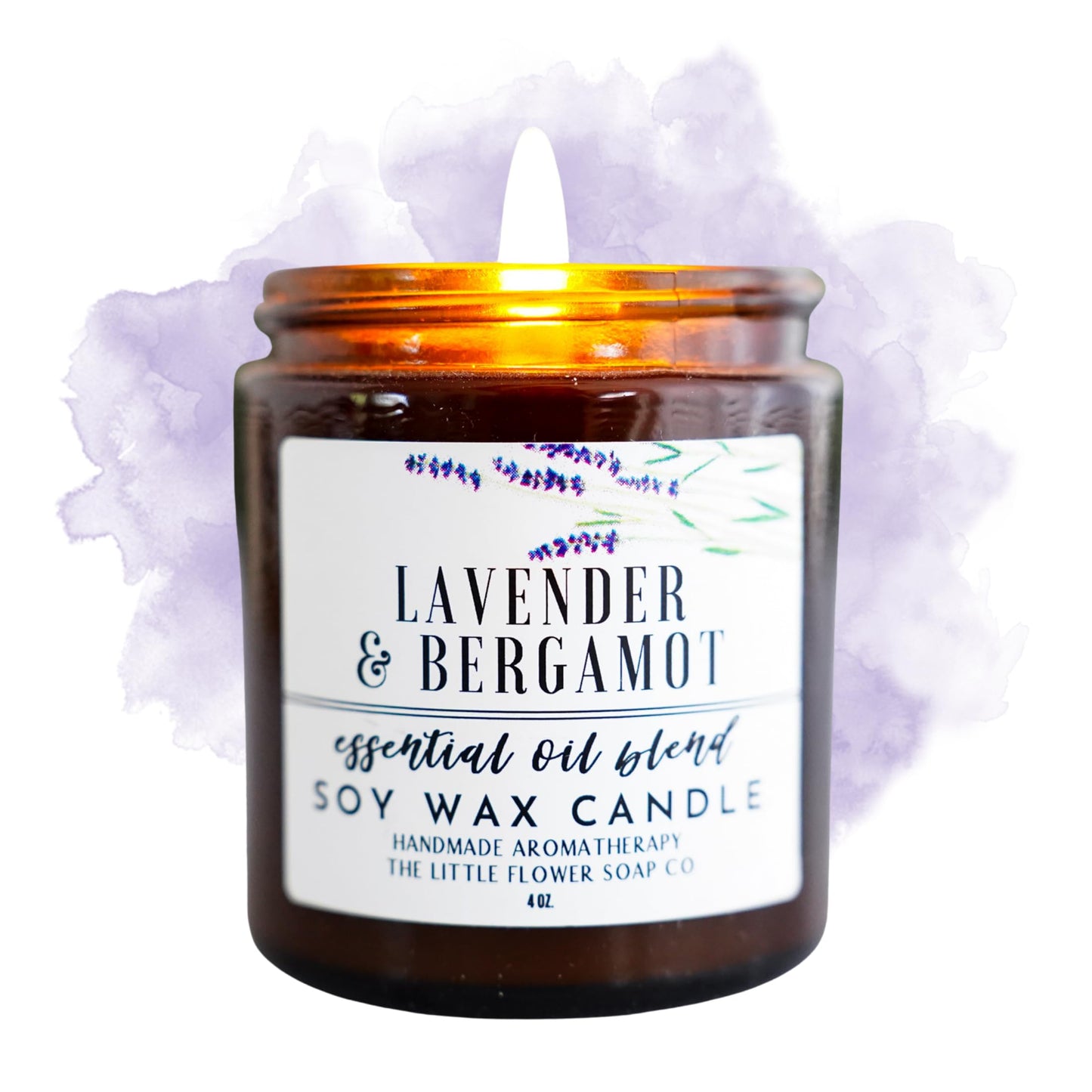 Lavender Bergamot Candle - 4oz Soy Wax Essential Oil Blend