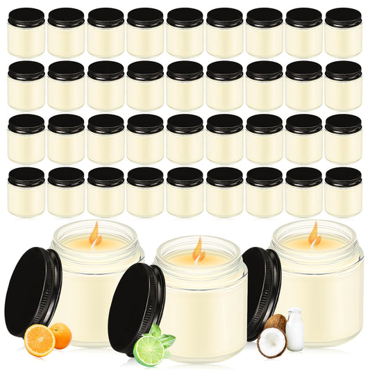 MTLEE 36 Pcs Mini Mason Jar Candles Favors Bulk 4 oz Small Scented Jar Candles with Lids for Birthday Wedding Party Gift(Lemon, Citrus, Coconut Milk)