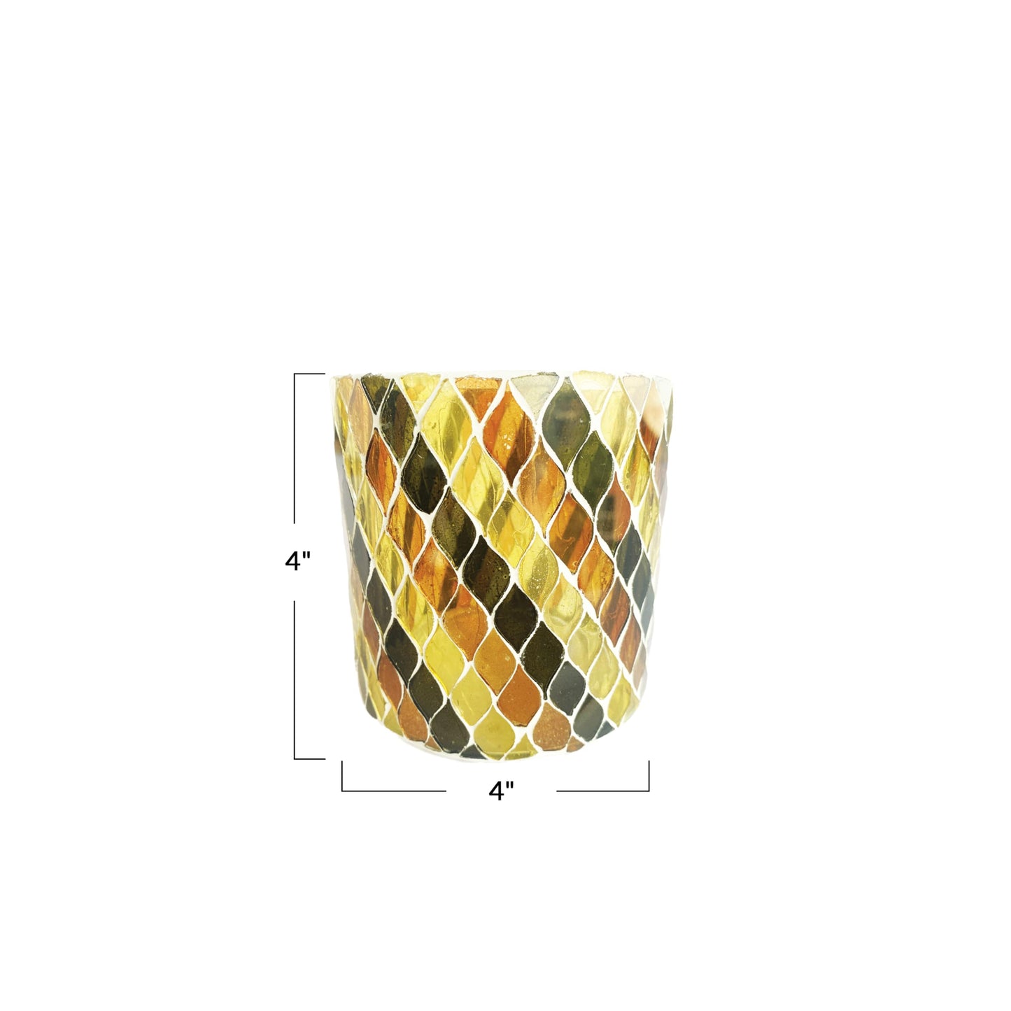 Creative Co-Op Round Glass Mosaic Votive Candleholder, Multicolor