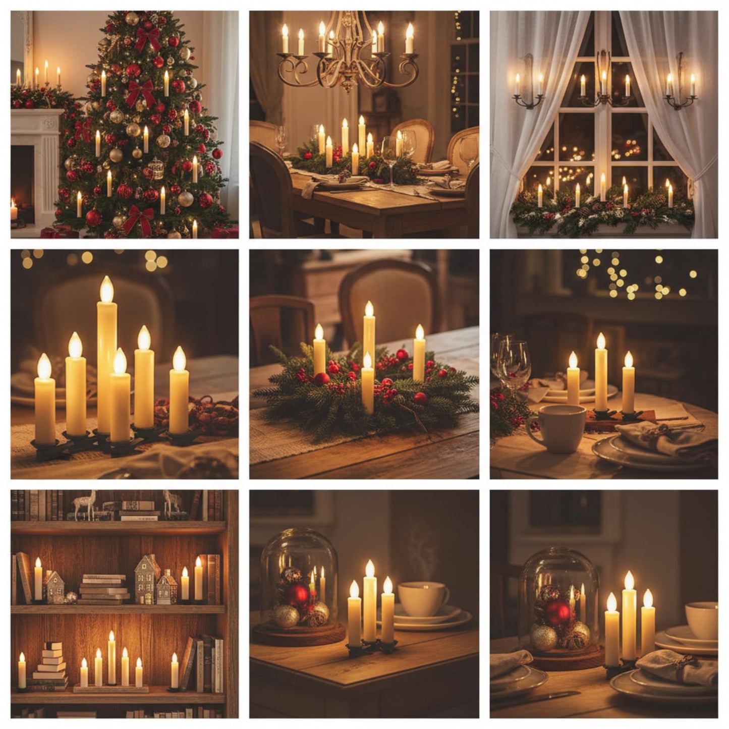 Flameless LED Taper Candles with Clips, 4” Battery Operated Window Candles with Remote Timer Mini LED Chandelier Candlesticks for Home Decor Wedding Church Party & Tree Lighting,10 Pack,Beige