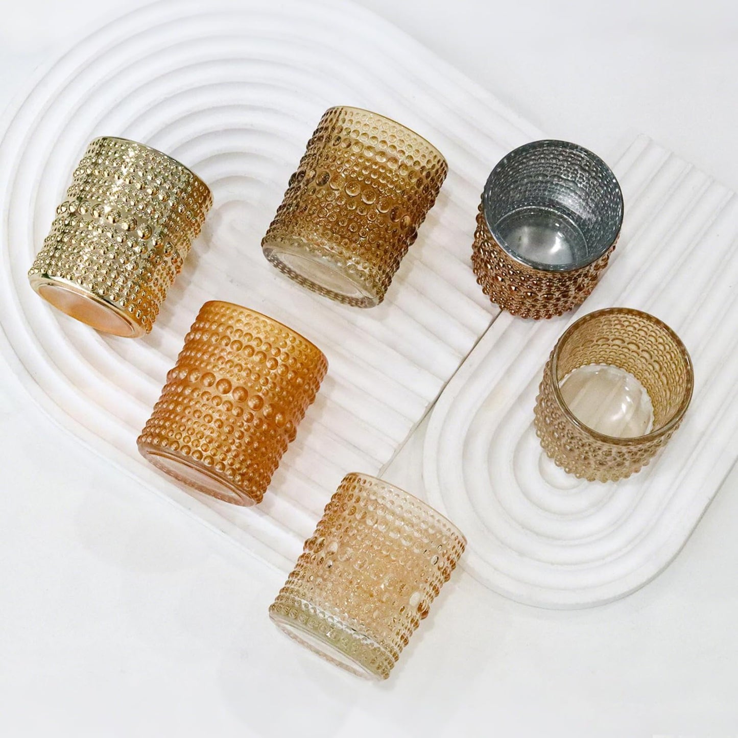 WDHODEC Gold Candle Holders 12 PCS, Glass Votive Tealight Candle Holders for Fall Thanksgiving Christmas Table Centerpiece Wedding Decorations