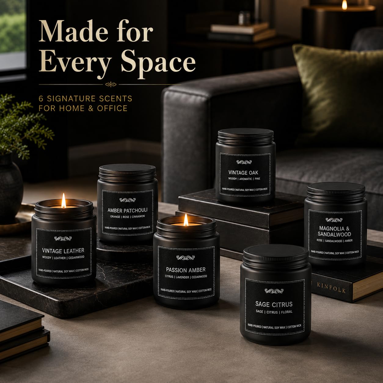 6 Pack Candles for Home Scented Aromatherapy Candles Gifts Set for Mens, Men Candle Set, 42 oz 300 Hour Long Lasting Candles Gifts for Men Birthday Anniversary Present