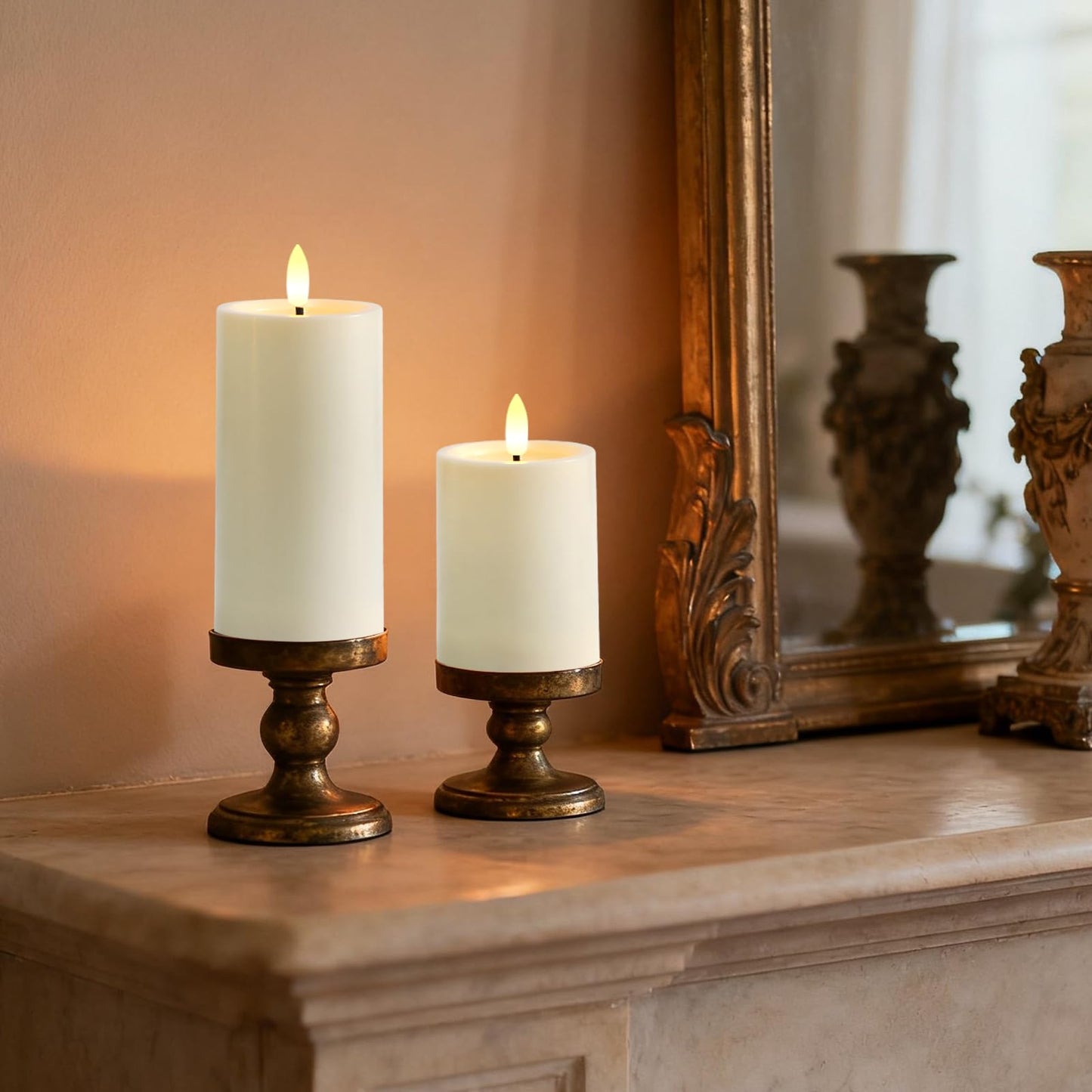 Outdoor Candles with Timer Waterproof, 3PCS 3" x4" 5" 6" Flameless Candles with Remote Battery Operated Candles, Realistic Flame Effect LED Pillar Candles for Fireplace Christmas Patio Centerpieces