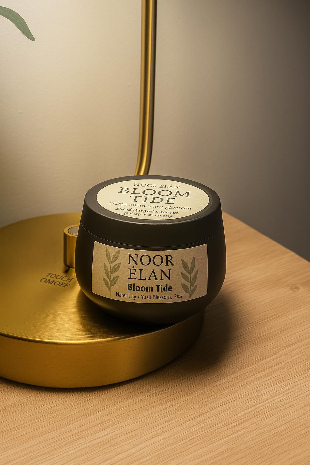 Dual Noor Élan Bloom Tide Scented Candle, Water Lily + Yuzu Blossom, Hand-Poured Soy Wax, 8 oz, 55 Hour Burn Time