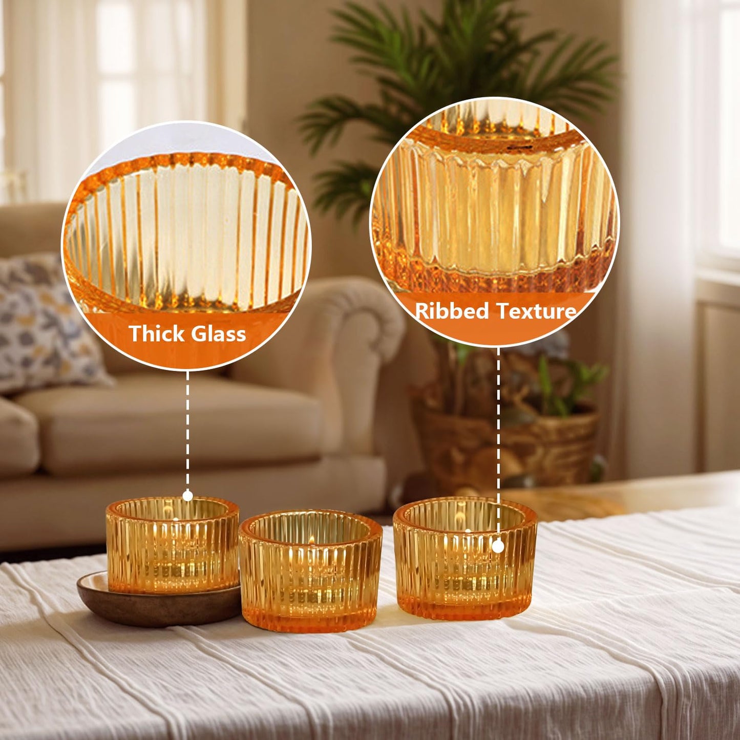 JOYIT Gold Votive Candle Holders Bulk Set of 12, Tealight Candle Holder for Wedding Table Centerpiece, Glass Small Candle Holders for Birthday Party, Valentine's Day, Home Decor (2''X 1.4'')