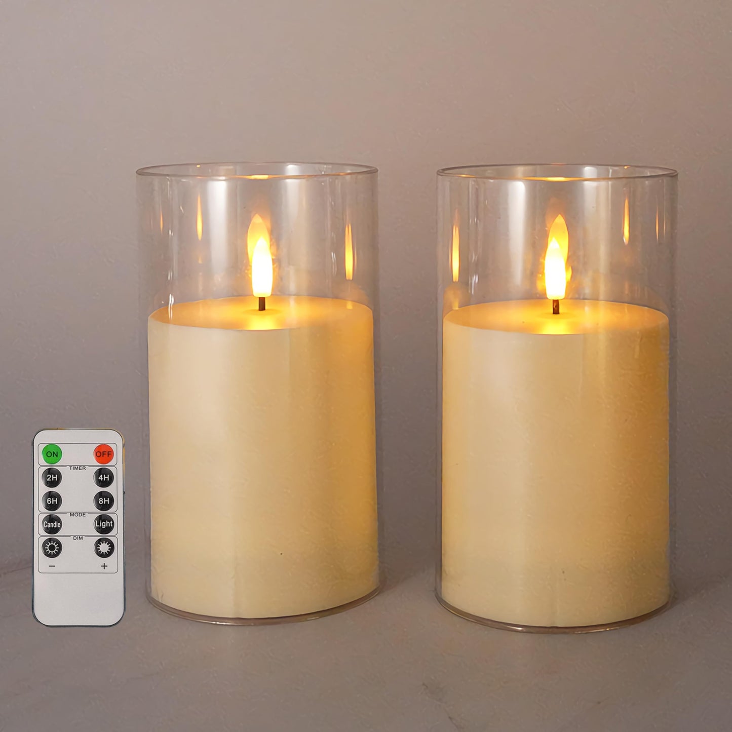 NICEME 7" x 4" Large Waterproof Outdoor Flameless Candles with Remote Control and Timer, Acrylic Outdoor Flickering Candles Battery Operated for Indoor Outdoor Lanterns Patio Porch, Long Lasting 2PCS
