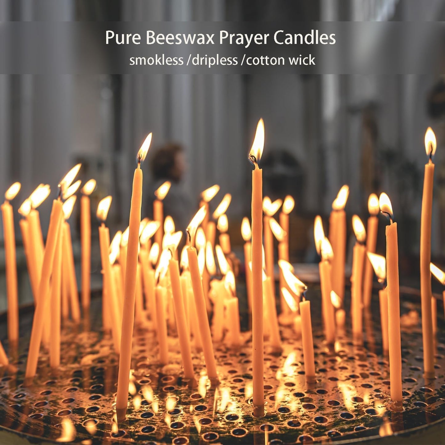 7.3 inch 100% Pure Natural Prayer Candle 50pcs-60min Burn Time Candles-Dripless and Smokeless for Prayer,Thanksgiveing,Family, Wedding,Men,Relax