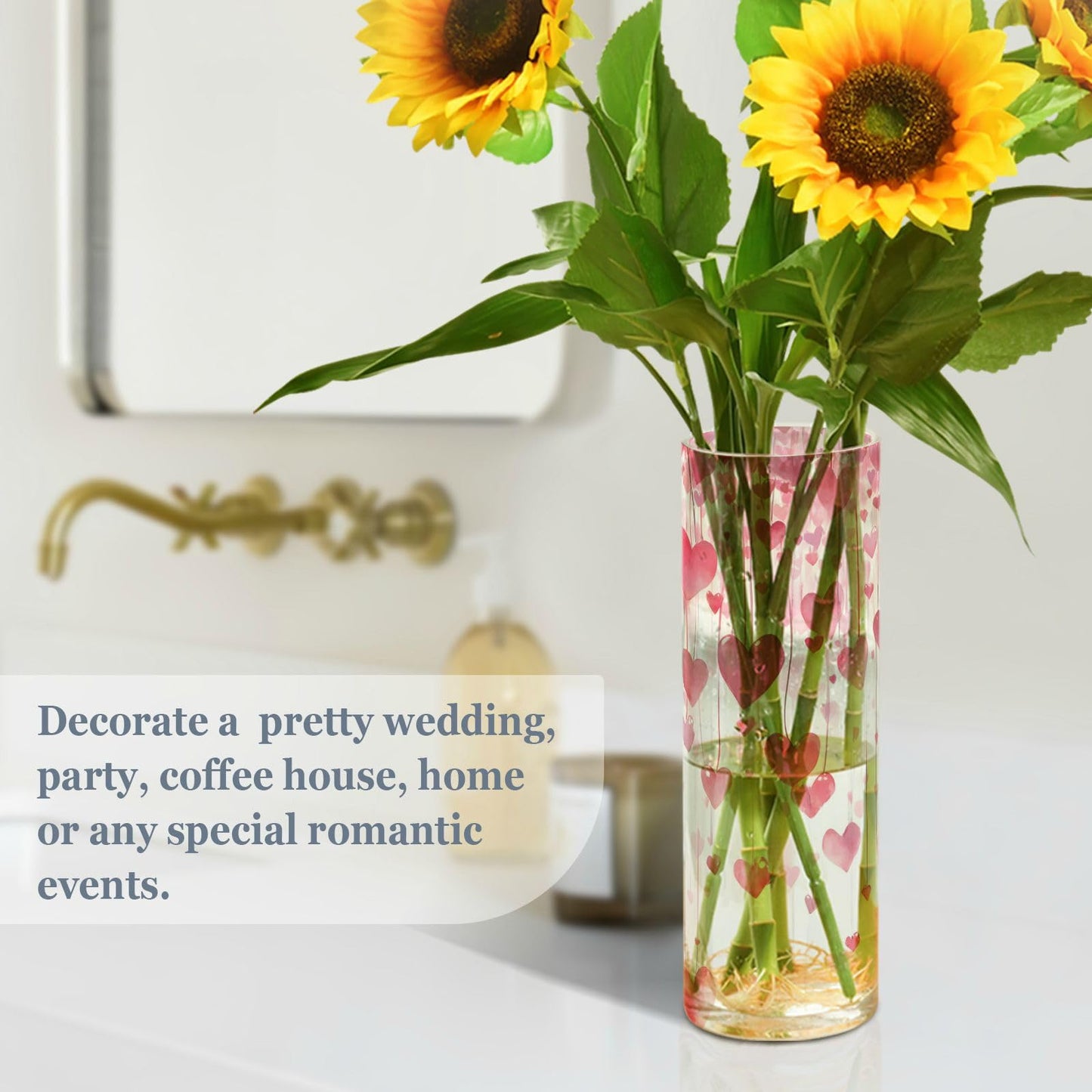 Valentines Decor Vase Romantic Love Flower Vase Home Decor for Dining Table Office Bedroom Living Room