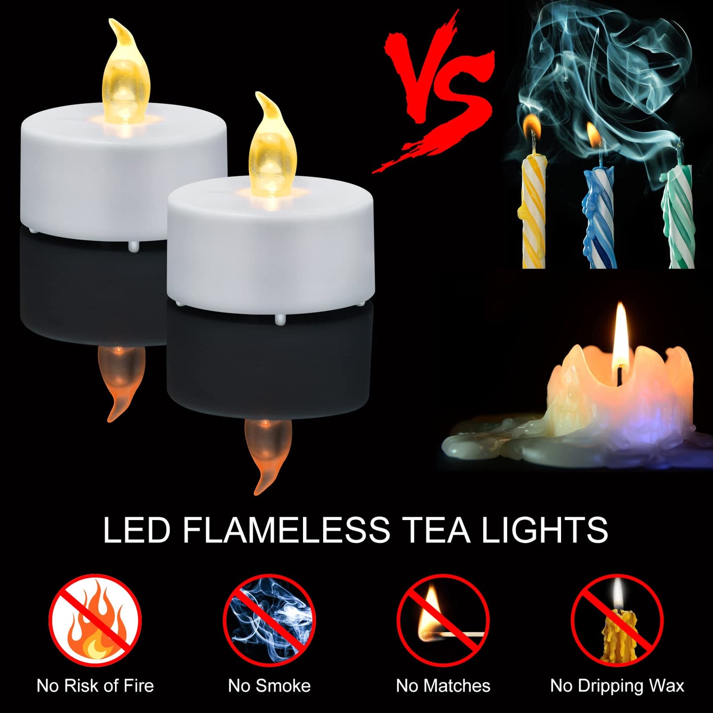 xiangpeng Tea Light Candles with Remote Control,24pack Flickering Flameless LED Candle,Long Lasting 400+Hours,Battery Operated with Timer for Home Decoration Seasonal &Festival Celebration WarmYellow