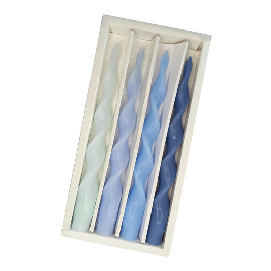 Spiral Taper Candle Blue Gradient Twisted Candlesticks Unscented Tapered Candles Smokeless Candlesticks for Dinner Table Decor Party Wedding
