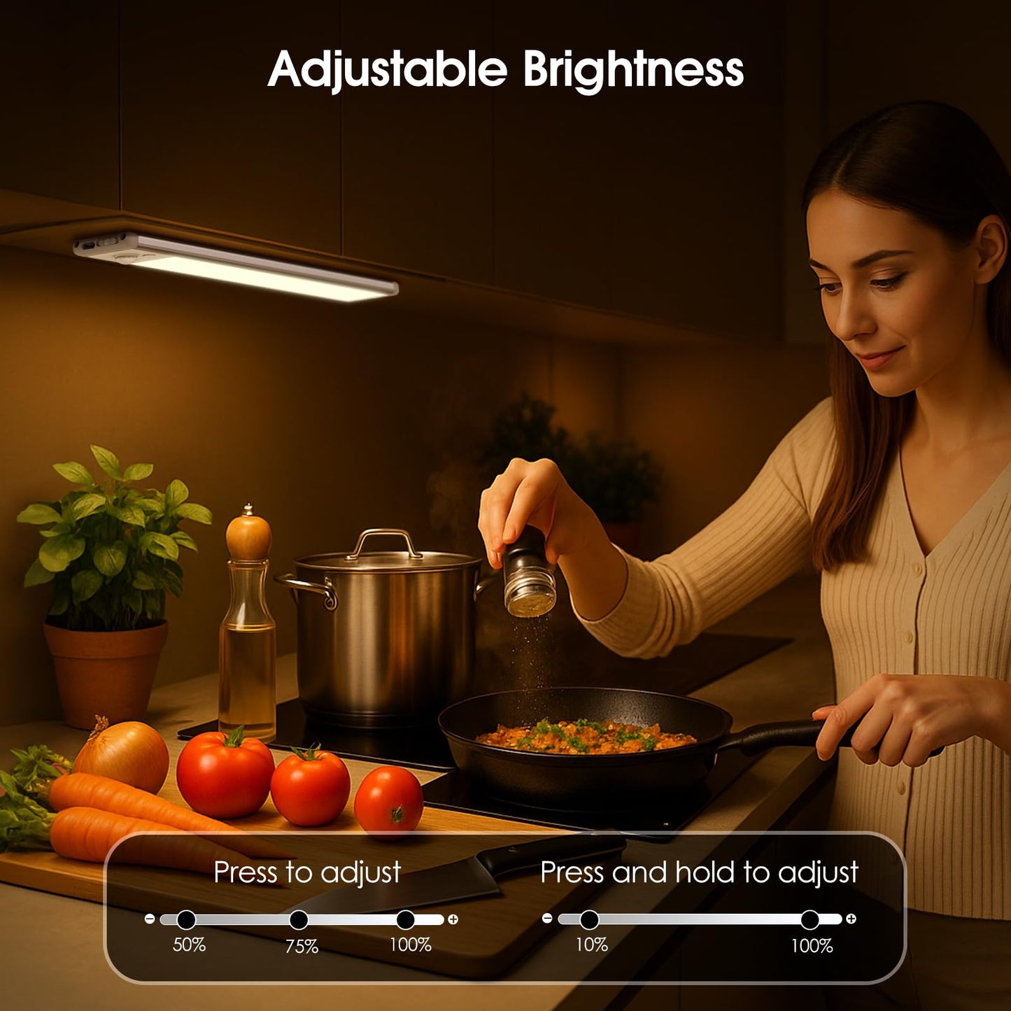 Chasesun LED Under Cabinet Lights, Motion Sensor, 9.6in, 3 Color Temperatures, Wireless, Magnetic Mount, 5 Pack, White