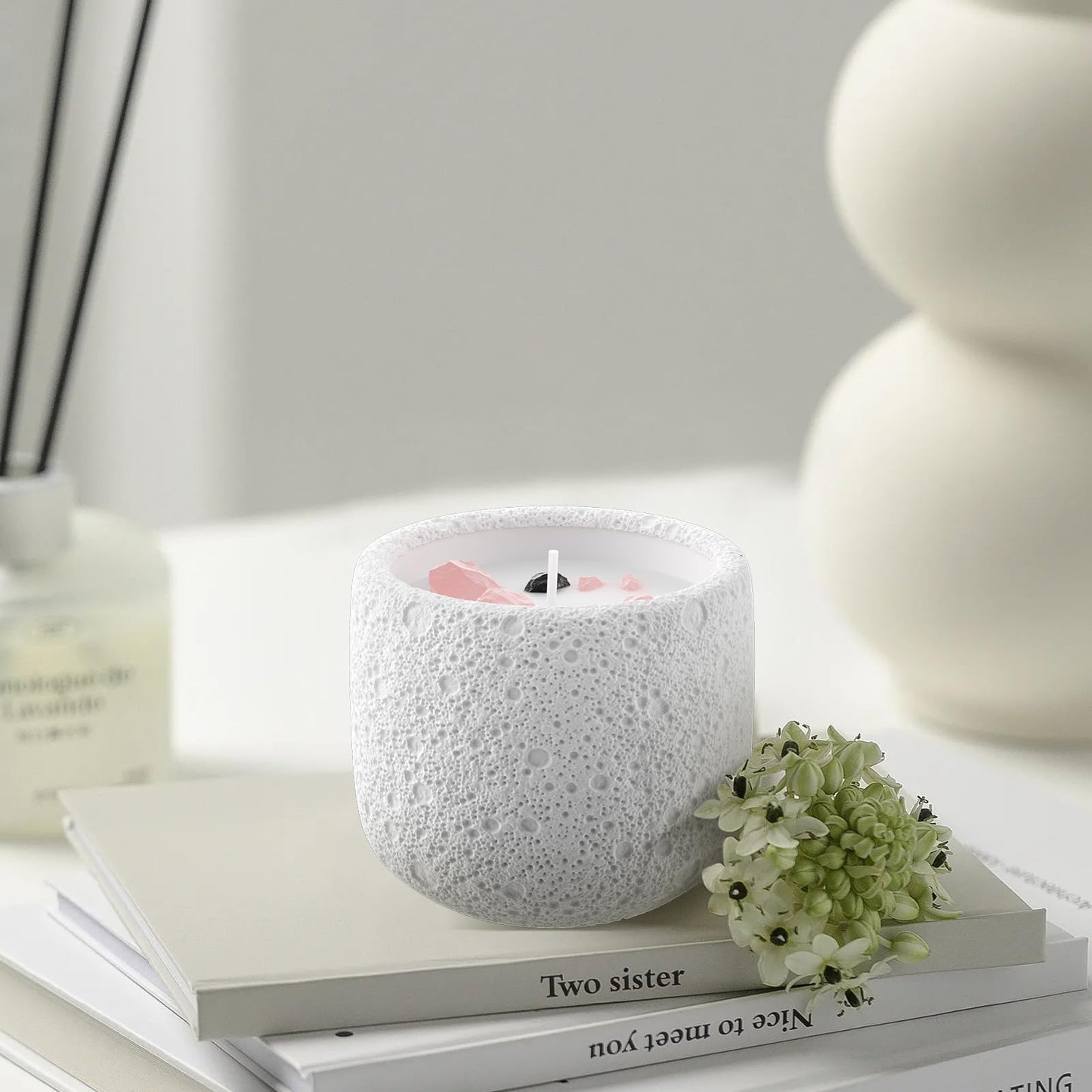 Gardenia Scented Candles Gypsum Jar Candle, Soy Candles for Home Fragrance & Decor, Ideal for Creating Relaxing Ambience & Holiday Gifting | 5.64 Oz (Gardenia)