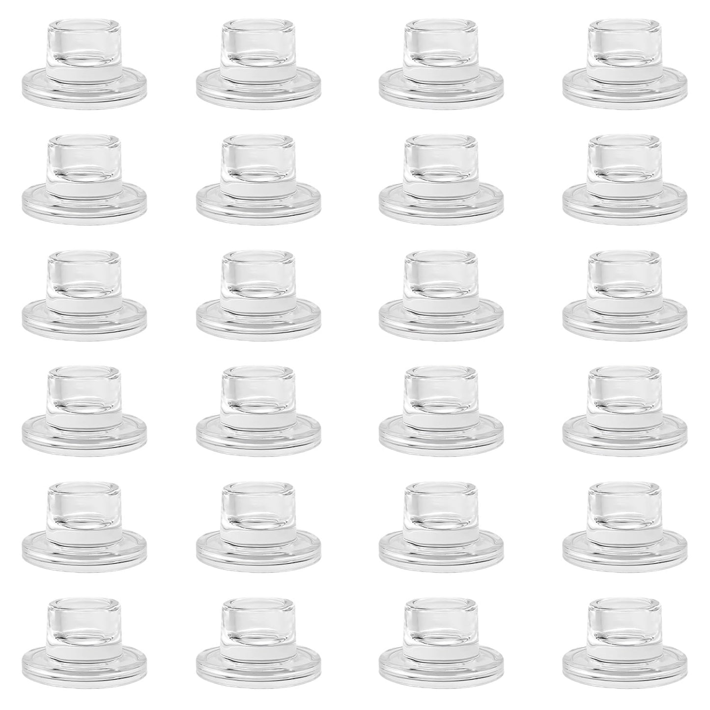 ZQXJWF Clear Glass Taper Candle Holders Set, Round Base Design, Elegant Dining Table Decor, for Table Centerpiece Wedding Party Advent Christmas Home Decorations(24, Clear)