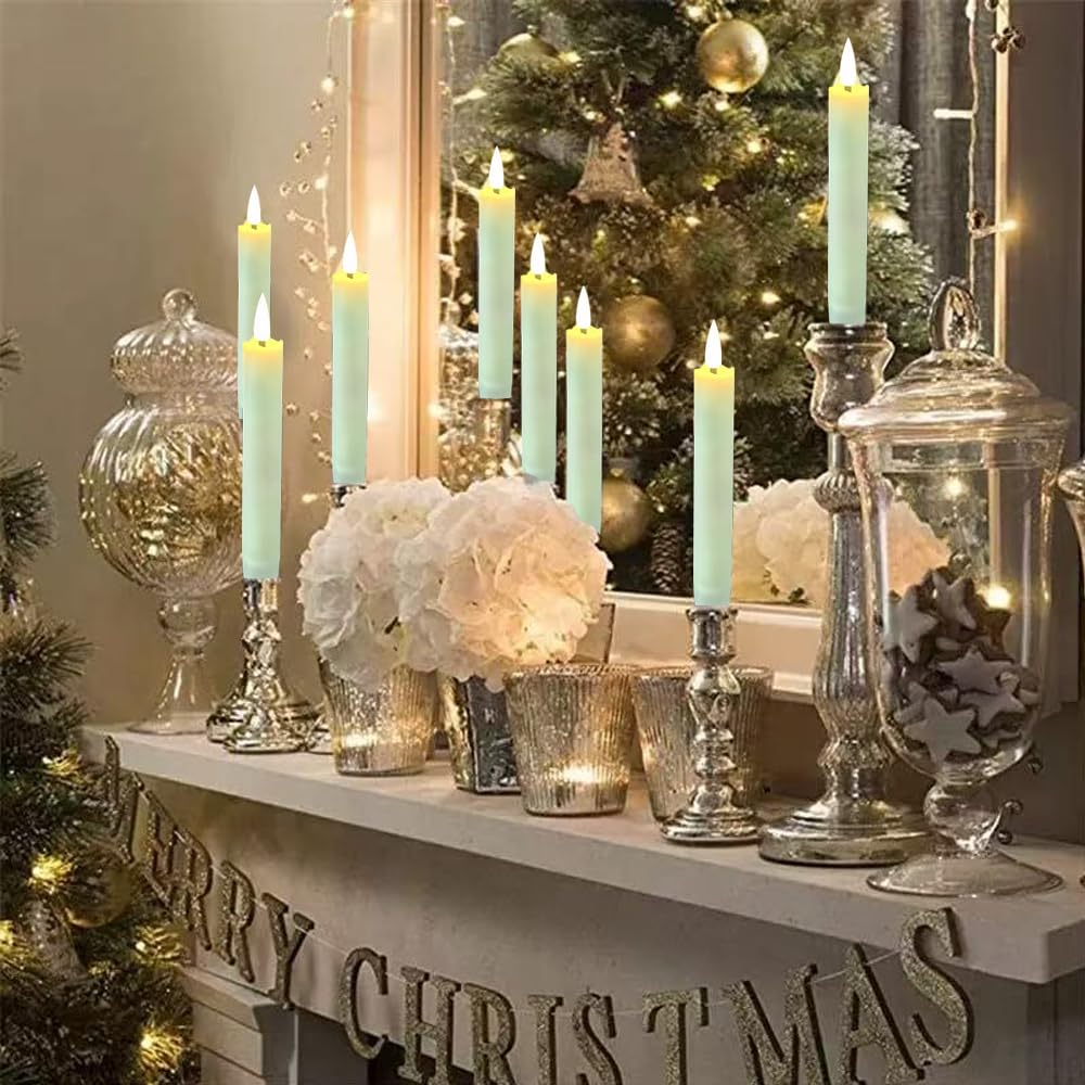 24 Packs Flameless Taper Candles Battery Operated Fake 6.3 Inch Long Candle Light LED Flameless Candlesticks Flickering Tapered for Wedding, Halloween, Christmas No Remote