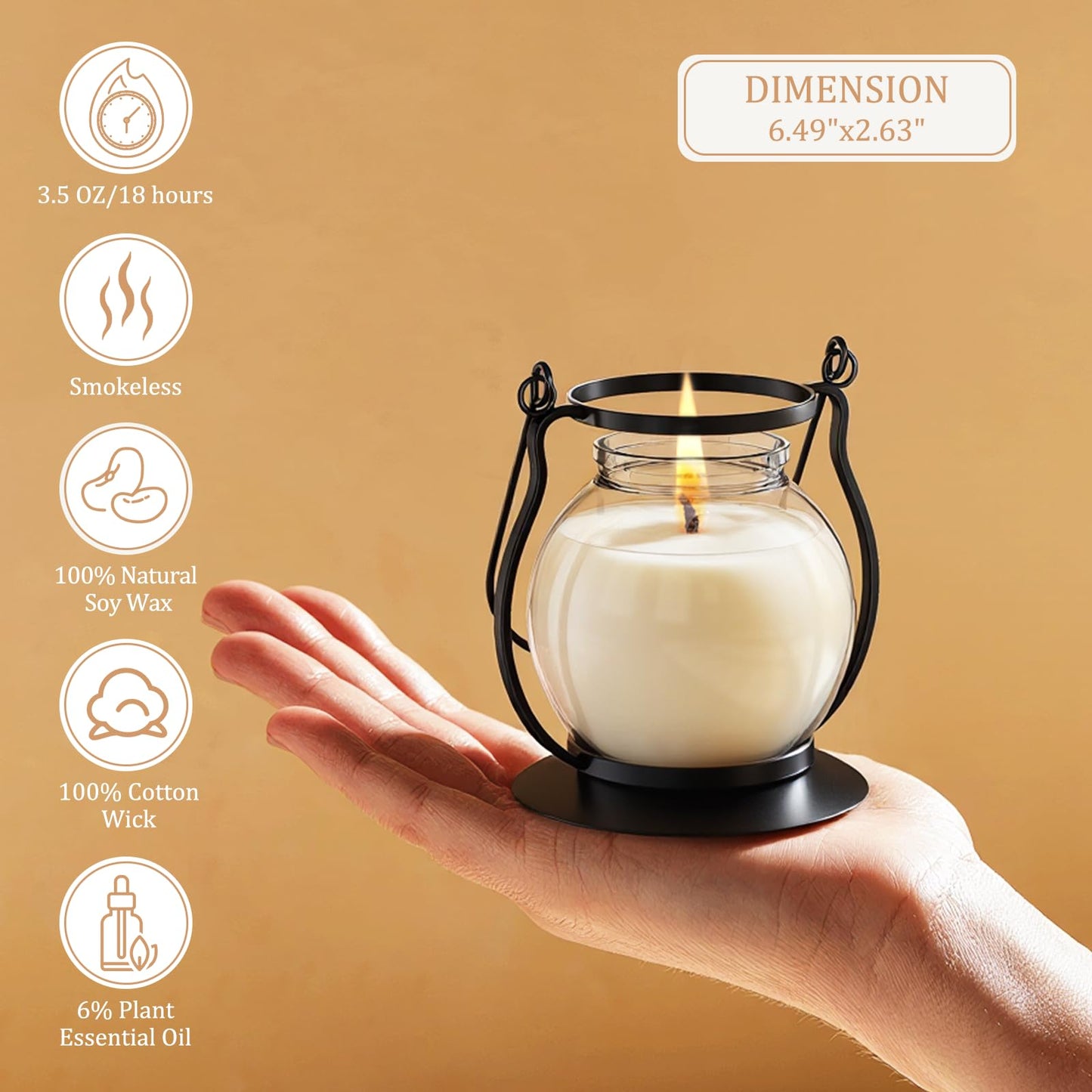 Scented Candles Gift Set - 3 Pack Candles for Home Scented Retro Lantern, Fall Candle Set perfect for Women, Birthday, Yoga, Weddings, Christmas, Soy Wax Candle Blush Sands/Lilac Blossoms/Balsam Cedar