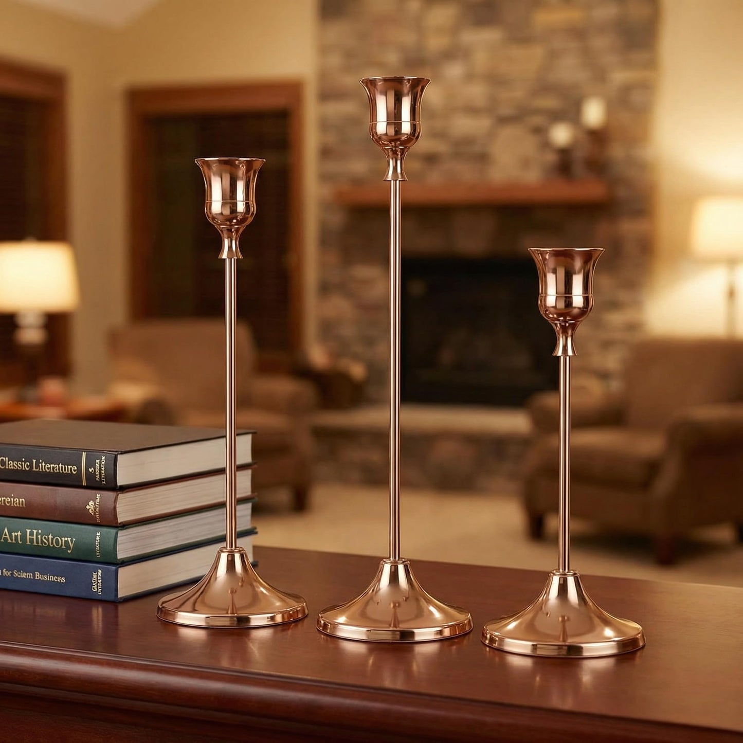 4 Sets(12 Pcs) French Gold Tapered Candle Holder,Candlestick Tall Metal Candlestick Holders for Table Centerpiece Home Decor for Wedding Fireplace Mantel Housewarming Gift Fits 3/4 Inch Thick Candles