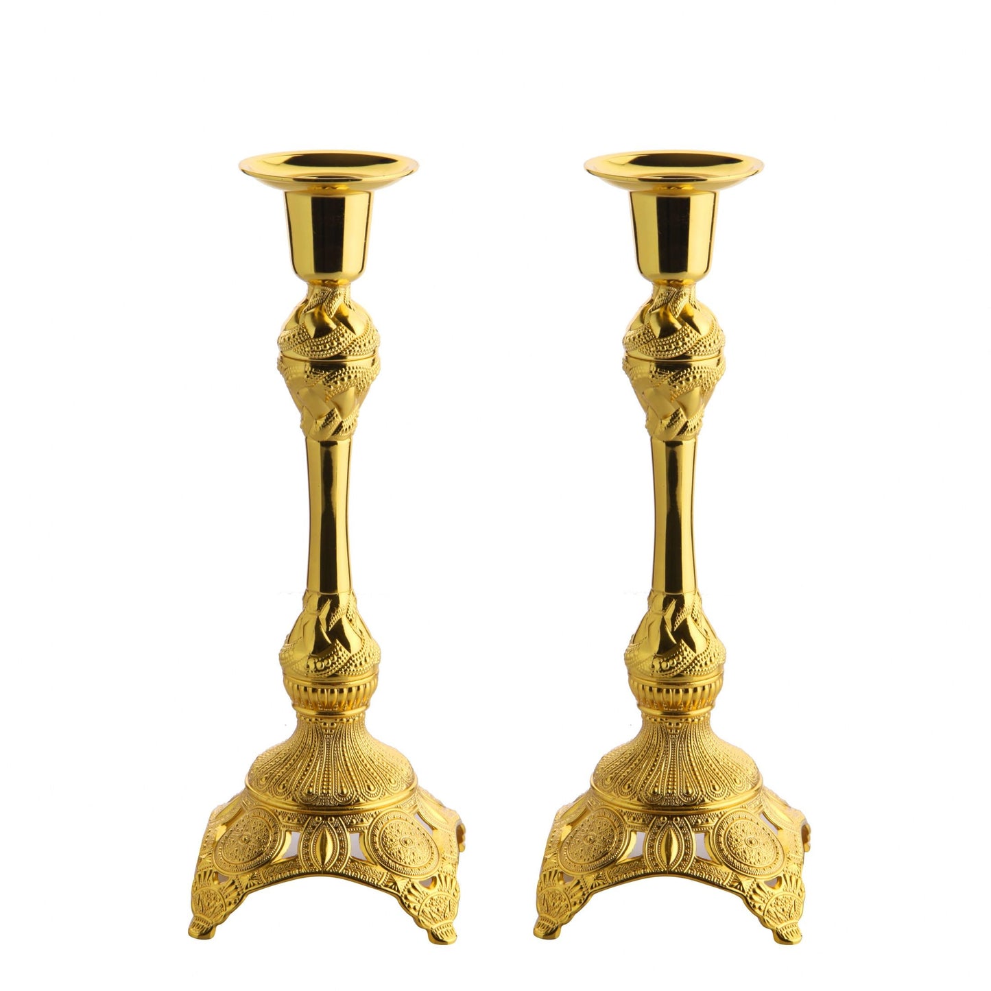 Alisveristime 2-Piece Candle Holder Set - Medium Size Decorative Zamac Candlesticks for Elegant Home Decor (Gold & Silver) (Gold)