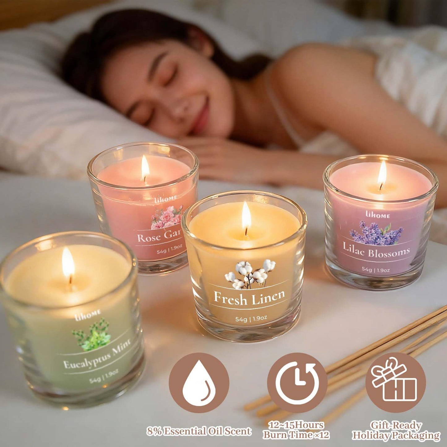 Mothers Day Gifts for Mom - 12 Scented Candles Set with Messages, Best Birthday, Christmas, Thanksgiving Gifts for Mom from Daughter Son