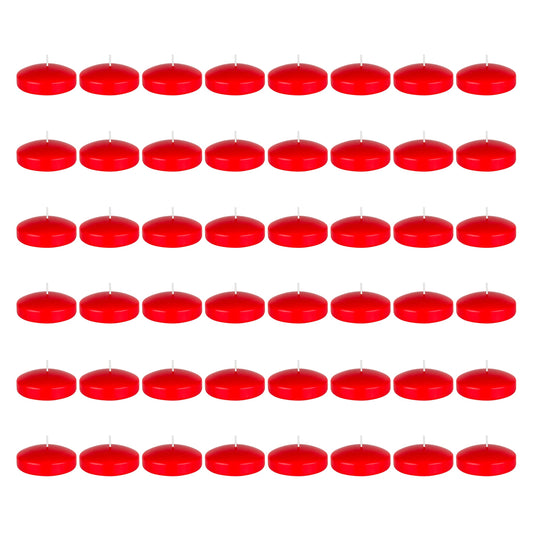 Mega Candles 48 pcs Unscented Red Floating Candles, Hand Poured Wax Candle 3 Inch Diameter, Home Décor, Wedding Receptions, Occasions, Festivities, Events, Meditations, Tranquility, Spa