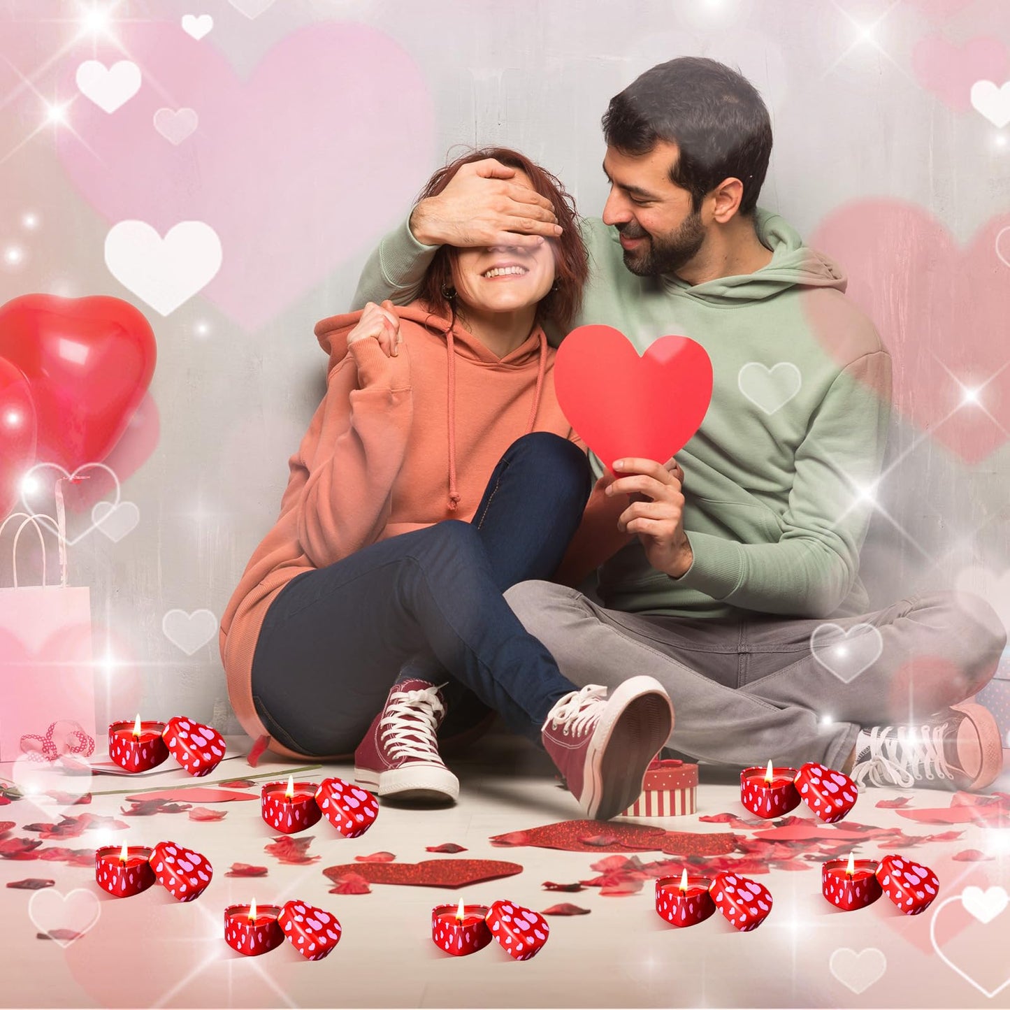 MorningRo 24 Pcs Valentine Heart Candle Tins with Lids Empty Heart Shaped Candle Jars 2 oz Containers Box for DIY Making Candles Valentine Gifts (Red)