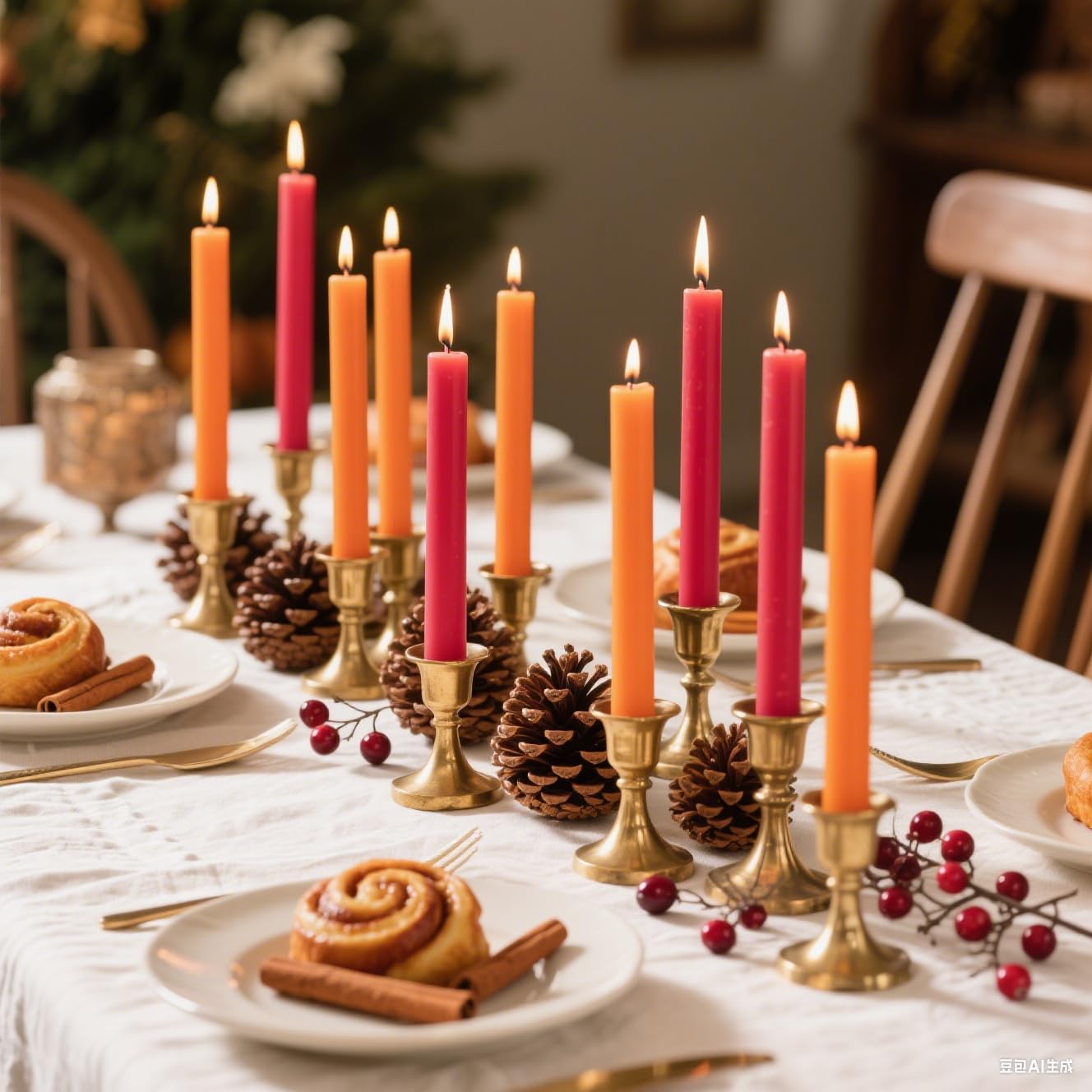 6-Pack Orange and 6-Pack Hot Pink Taper Candles, 10 Inch Unscented Dripless Candlesticks, Long-Lasting Burn Time of 7-8 Hours, Perfect for Home Décor Dinner Party