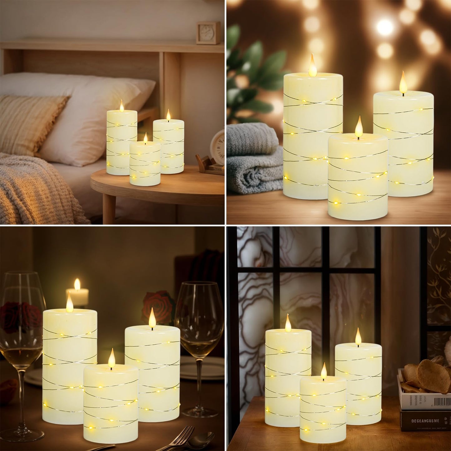 Homwamee 3 Pcs Flameless Candles with Remote Control, Battery Operated Candles LED Pillar Candle with Timer, 4'' 5'' 6'' Candles Set of 3 Pack for Wedding Centerpieces Holiday Table Home Decorations