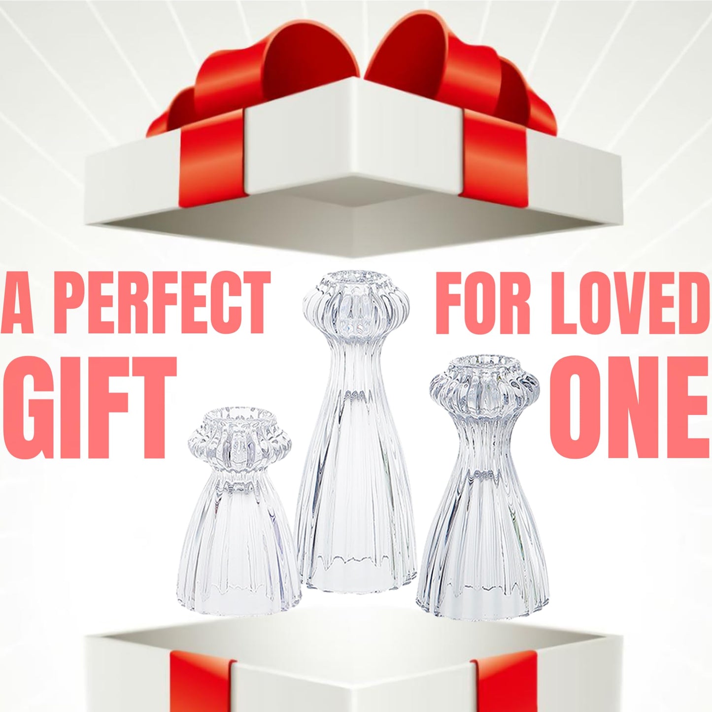 Lysenn Glass Candle Stick Holder Set of 3 – Premium Taper Candle Holders for Romantic Ambiance - Candle Sticks Holder Decor for Special Occasions - Smoke Gray