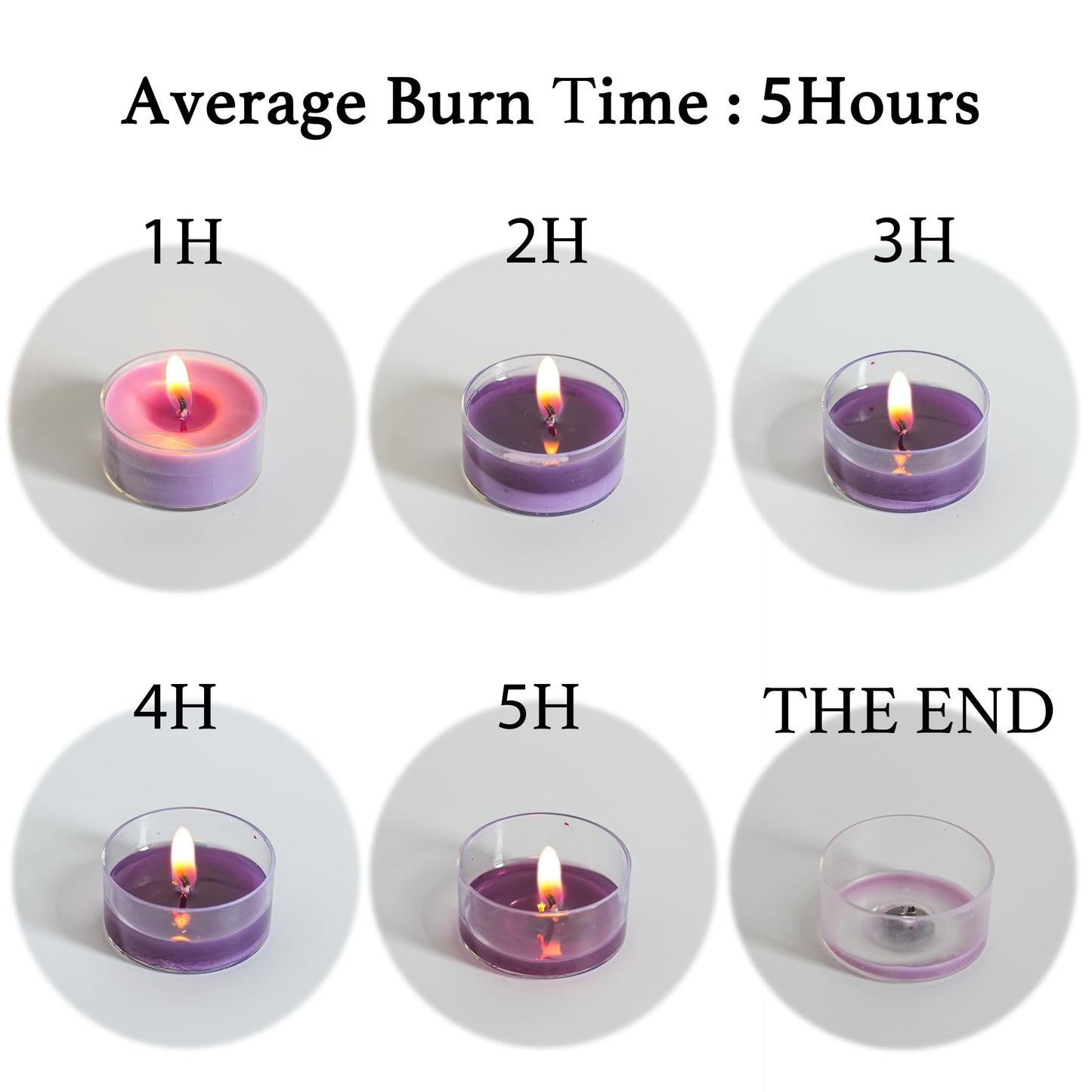 MUUFAZA 12 Unscented Natural Soy Tealight Candles in Clear Cups, 5H Long Clean Burning, Hand-Poured Purple Mini Tea Candle Set for Parties, Spa, Meditation, Gift, Holiday, Emergency, Home Decor