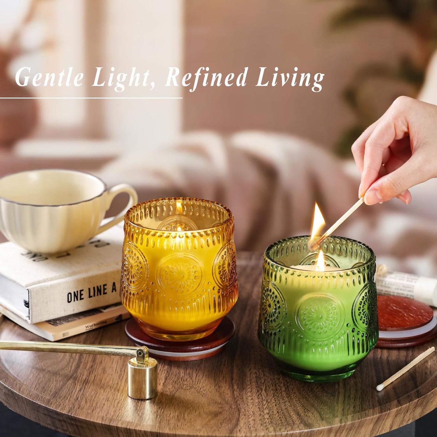 2 Pcs Soy Wax Scented Jar Candles Set, Vanilla Cinnamon & Cedar Balsam- Scented Candles for Home, 7.5oz Each, Up to 52 Hours Burn Time, Decorative Aromatherapy Candle for Relaxation & Luxury Gifting