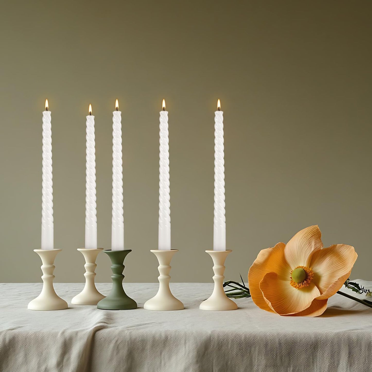 WPONSZU 10 Inch White Spiral Taper Candle Set of 12 Pack Unscented Dripless Candlesticks for Valentine's Day,Dinner,Party,Brithday,Wedding,Christmas,and Home Decoration