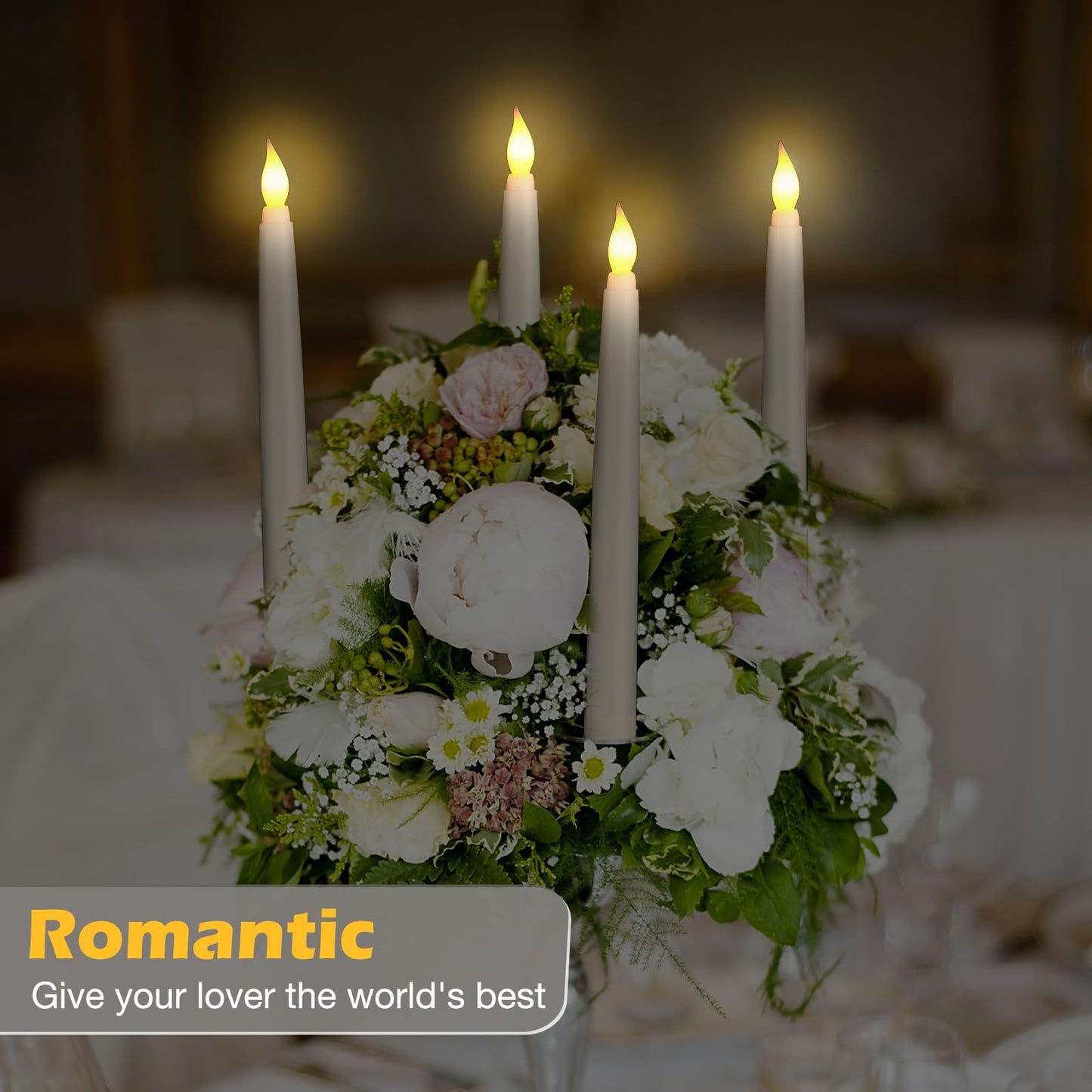 Tuanse 24 Pack 24 Pack Flameless Flicker Taper Candles Bulk with Remote and Timer, Battery Operated LED Warm White Taper Candles Light for Home Wedding Decoration Gifts (Beige,8 Inch)
