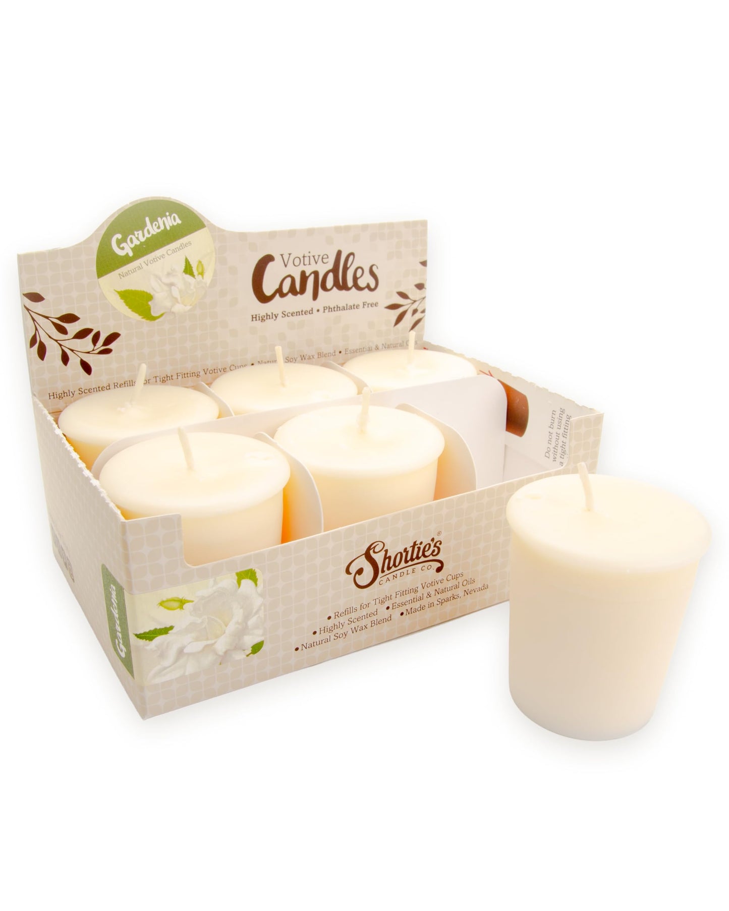 Pure Gardenia Soy Votive Candles - Scented with Essential & Natural Oils - 6 White Natural Votive Candle Refills - Flower & Floral Collection