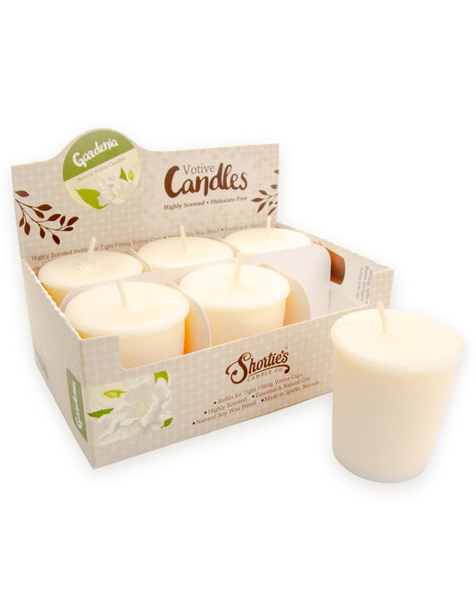 Pure Gardenia Soy Votive Candles - Scented with Essential & Natural Oils - 6 White Natural Votive Candle Refills - Flower & Floral Collection