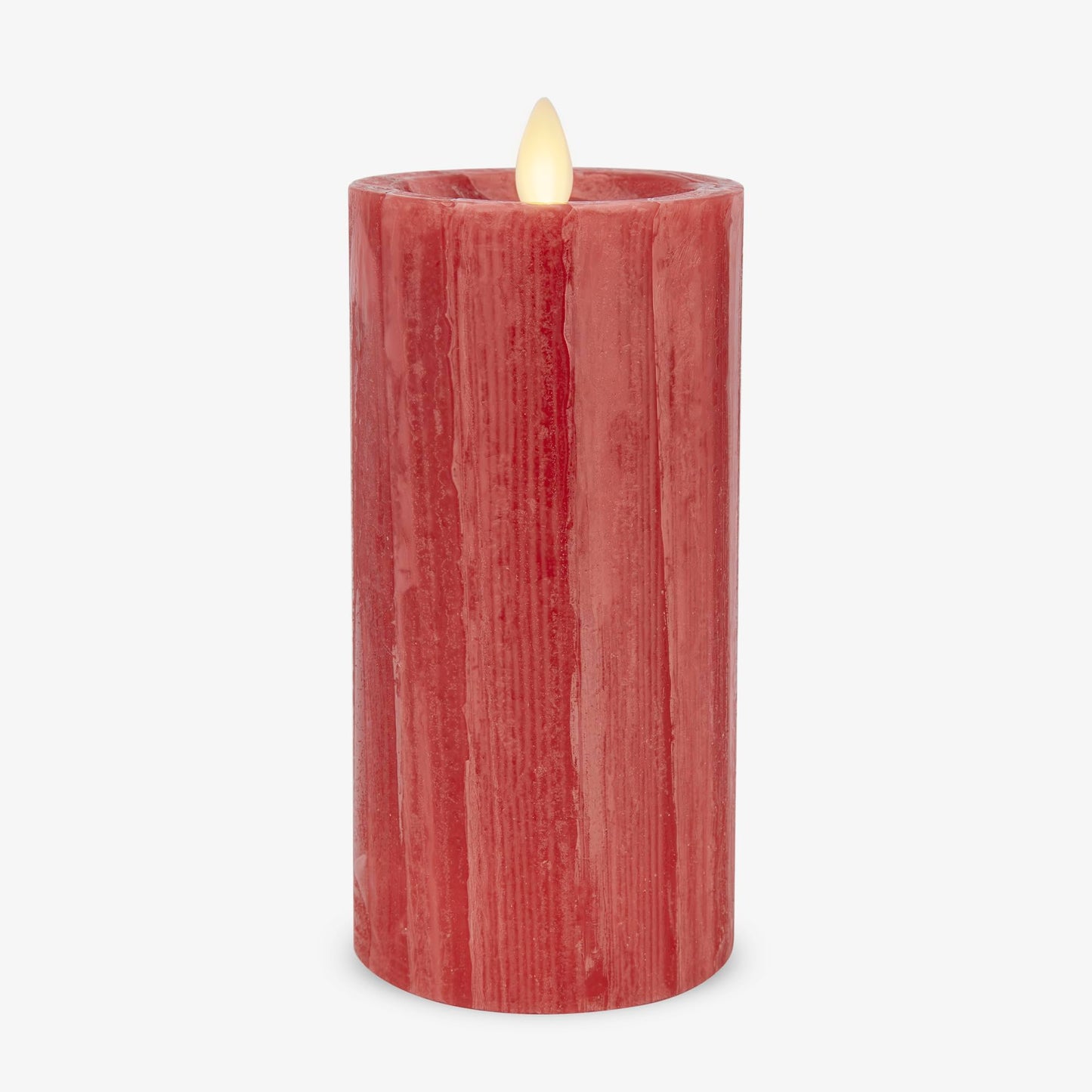Luminara Selenite Looking Flameless Candle, Holiday Red 3" x 6.5", Battery Operated Real Wax Moving Flame LED Pillar w/Timer, Home Decor Unscented