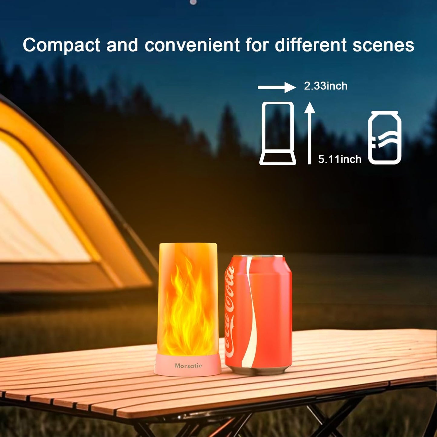 Morsatie【Upgraded LED Flame Light, Rechargeable Flickering Flameless Candles, 4 Modes Battery Operated Candles with Upside Down Effect, Waterproof LED Candles for Indoor Outdoor 1 PCS