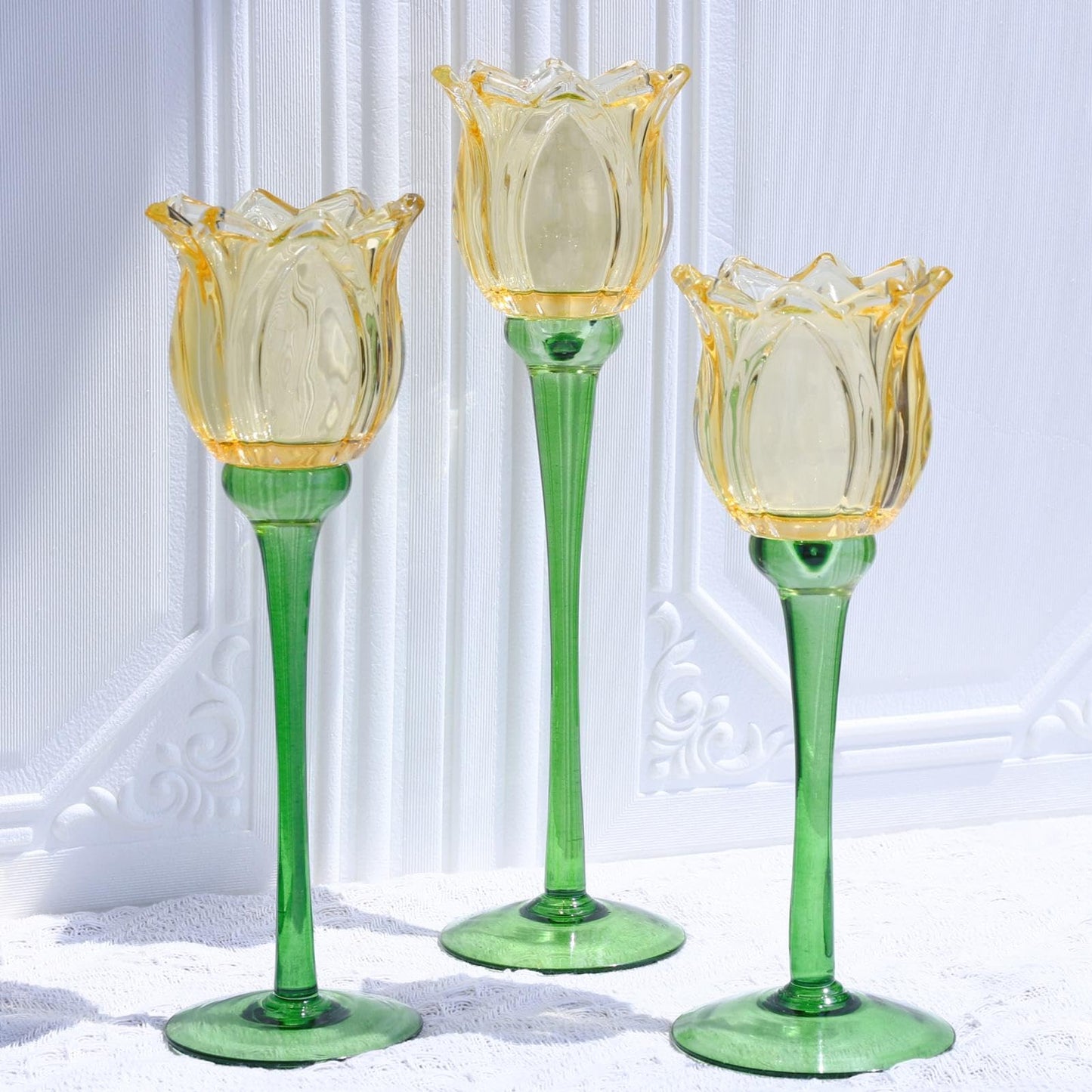 VOHO Gold Tulips Candle Holders for Table Centerpiece, Classic Gold Tealight Candle Holder for Birthday Thanksgiving Christmas Decorations, Flower Votive Candle Holders Wedding Centerpieces for Tables