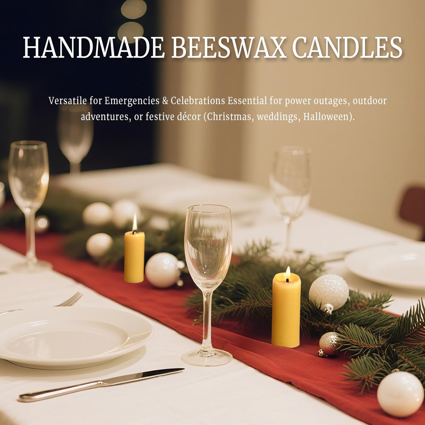 16 Packs Natural Beeswax Pillar Candles,8 Hour Long Burn Time Emergency Candles - Unscented,Smokeless and Dripless Candles for Home, Camping, Outages Lighting ﻿