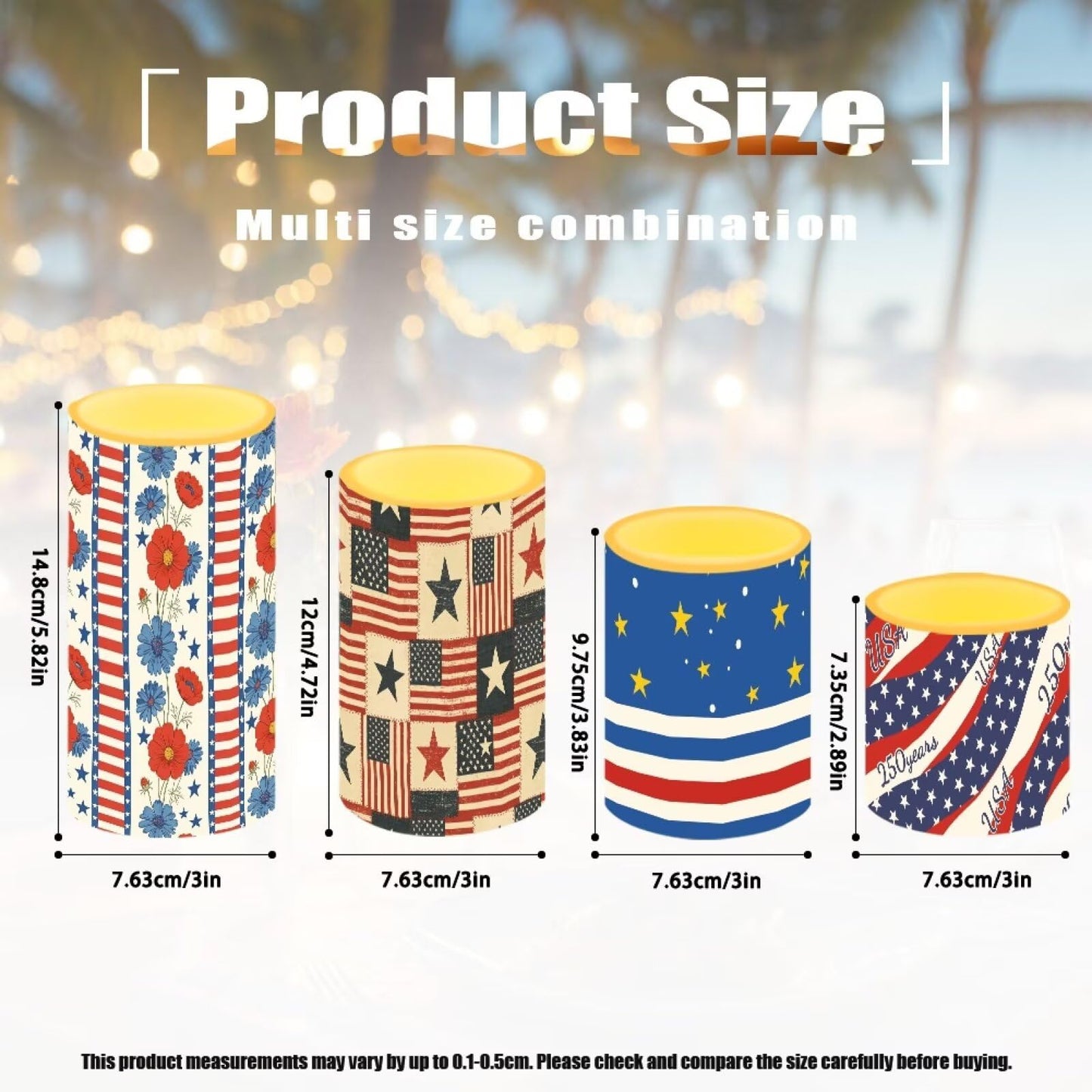 NETILGEN Novelty American Flag Decorative Flickering Flameless Candles with Battery Powered LED Candles with Remote Timer Control 4 Pcs Set for July 4th American Independence Day Theme