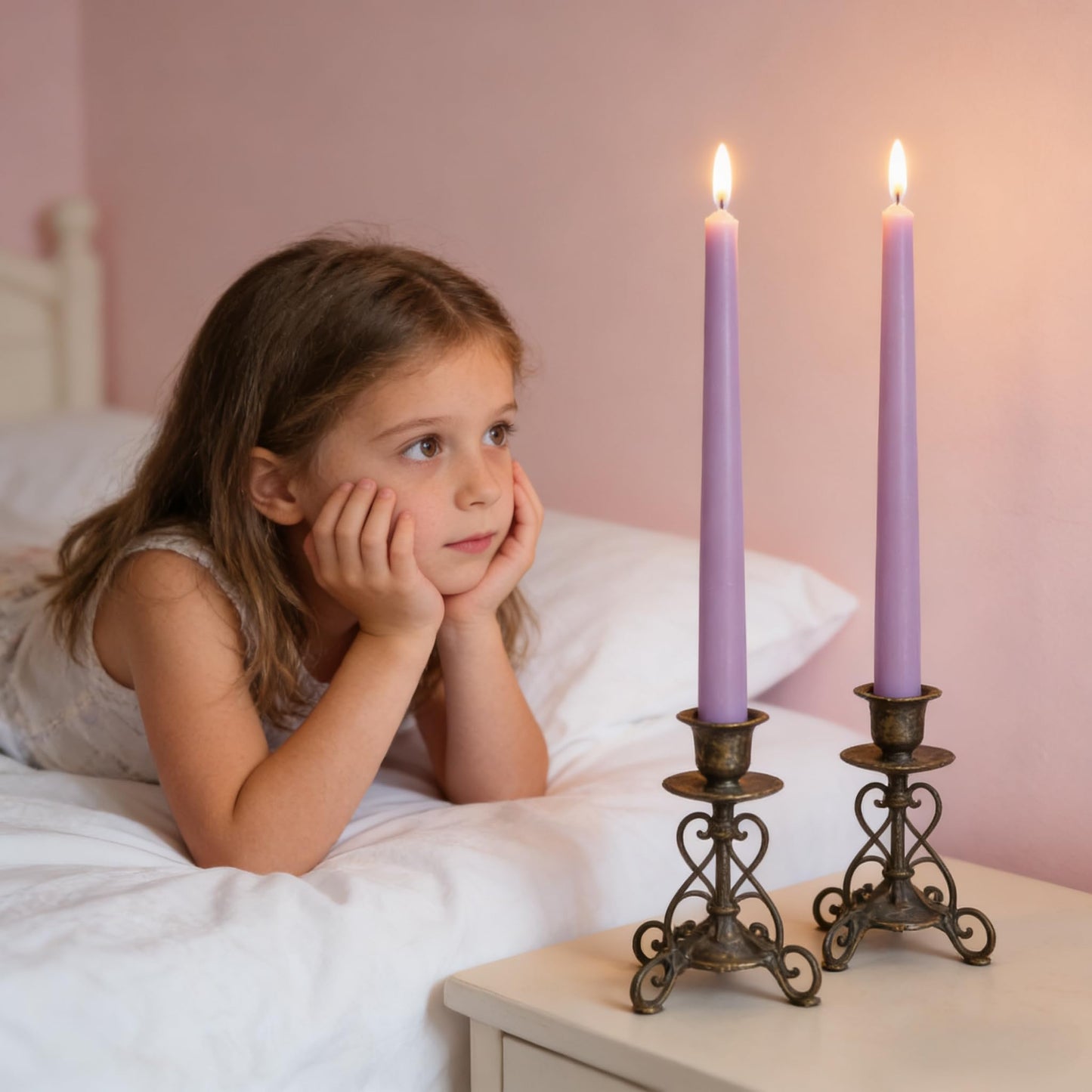 12-Pack Light-Purple Taper Candles, 10 Inch Unscented Dripless Candlesticks, Long-Lasting Burn Time of 7-8 Hours, Perfect for Home Décor, Weddings, and Events