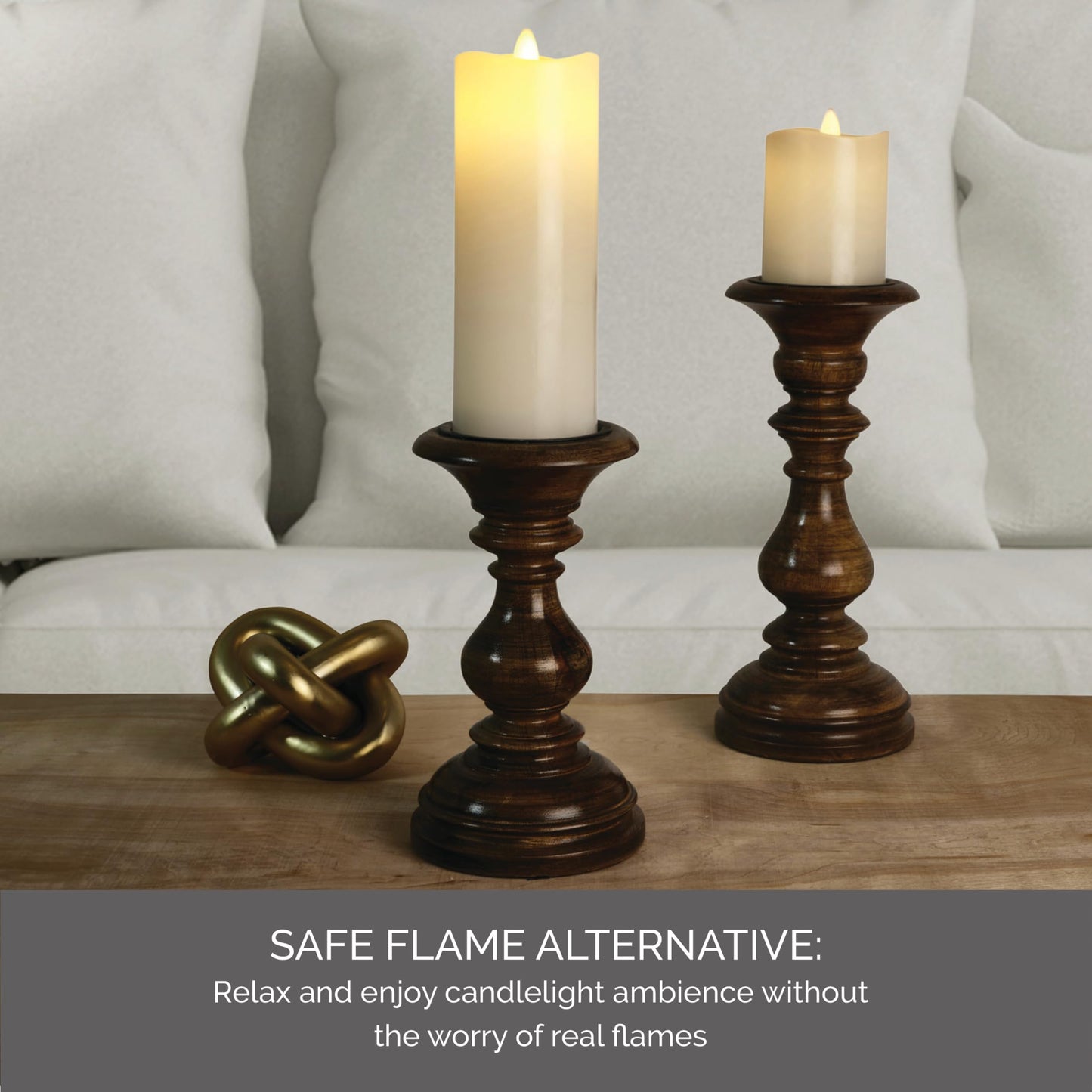 Mikasa LED Wax Pillar Candle, 3 x 8 Inch White Flameless Candle with Dancing Flame Effect, 5-Hour Timer, Battery Operated Real Wax Pillar for Home Decor and Table Decor