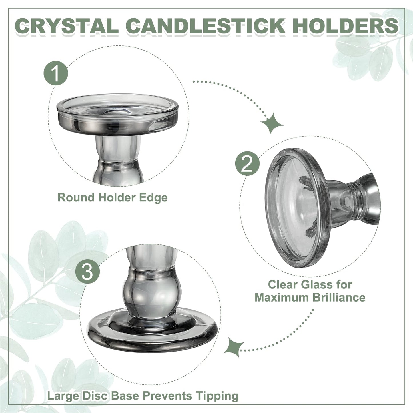 uxcell 14 cm Glass Candle Holder for Taper/Column Candles, Candle Holders Tealight Stand Candlestick for Tealight Wedding Table Centerpiece Home Decor, Smoke Gray